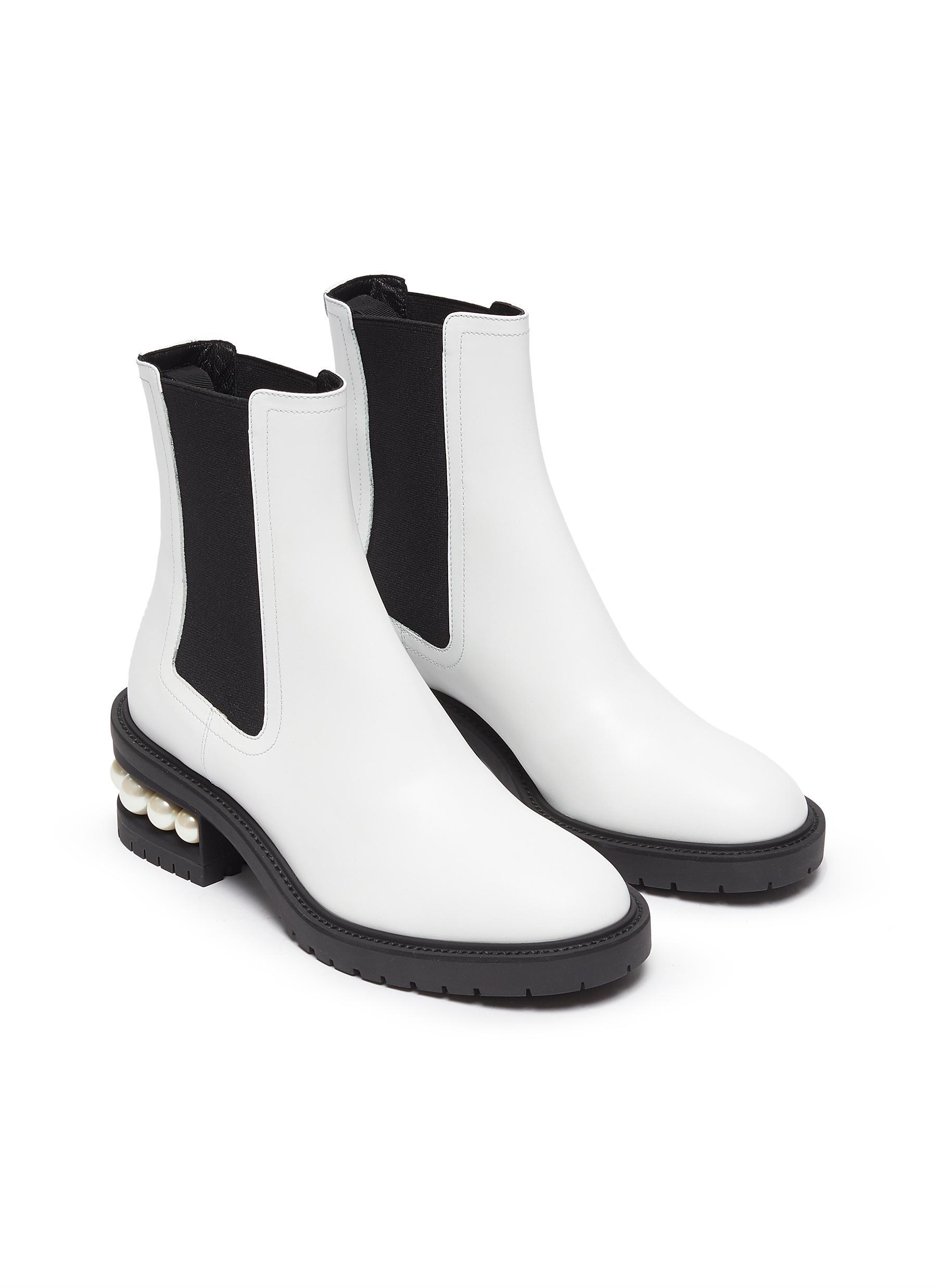 nicholas kirkwood casati faux pearl leather ankle boots