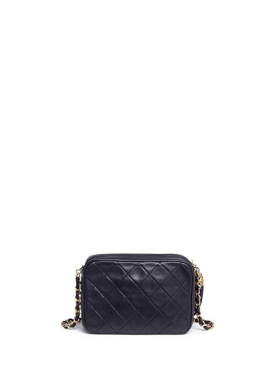 Chanel Tassel Logo Quilted Leather Chain Bag in Black - Lyst