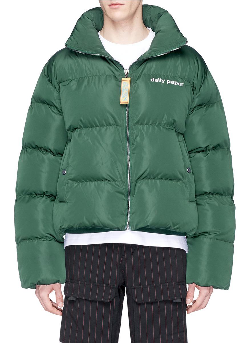 Daily Paper Synthetic 'cuffer' Logo Print Puffer Jacket in Green for Men -  Lyst