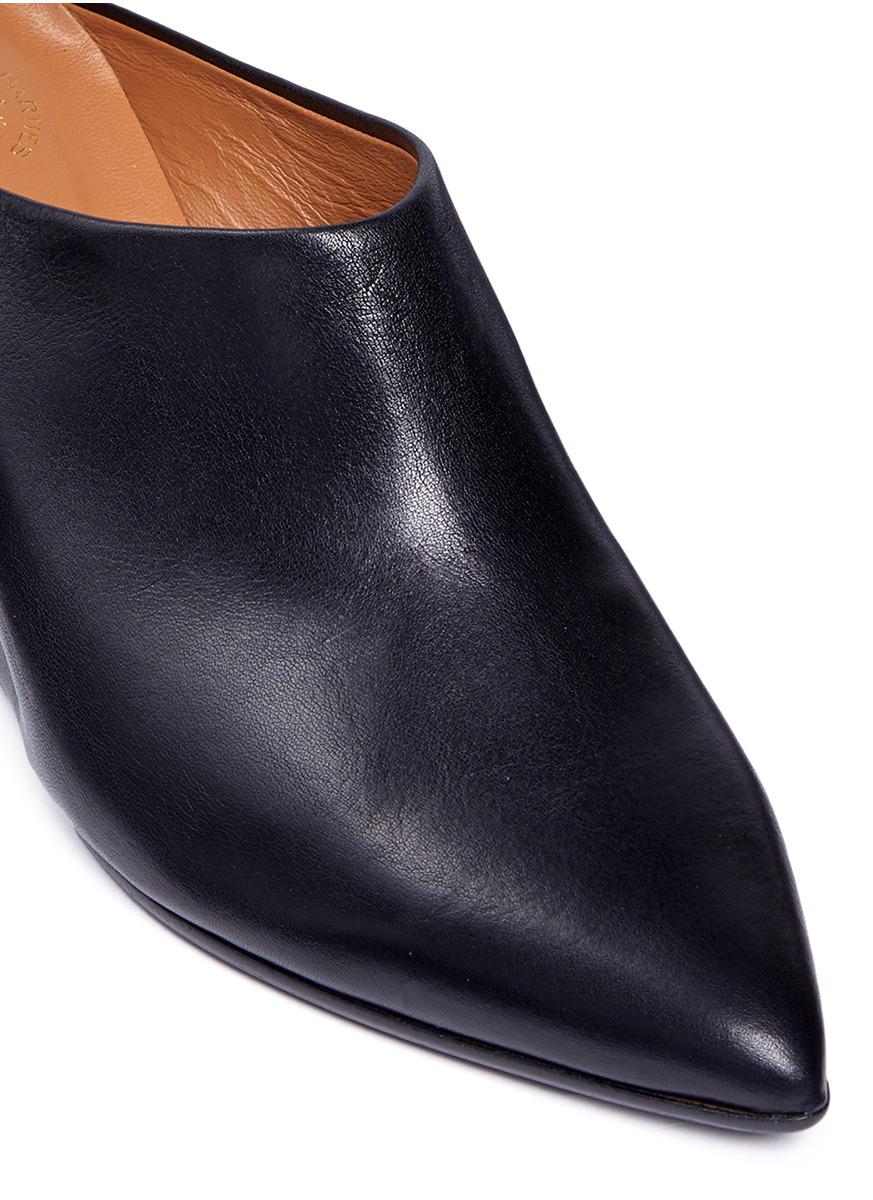 tan leather wedge mules