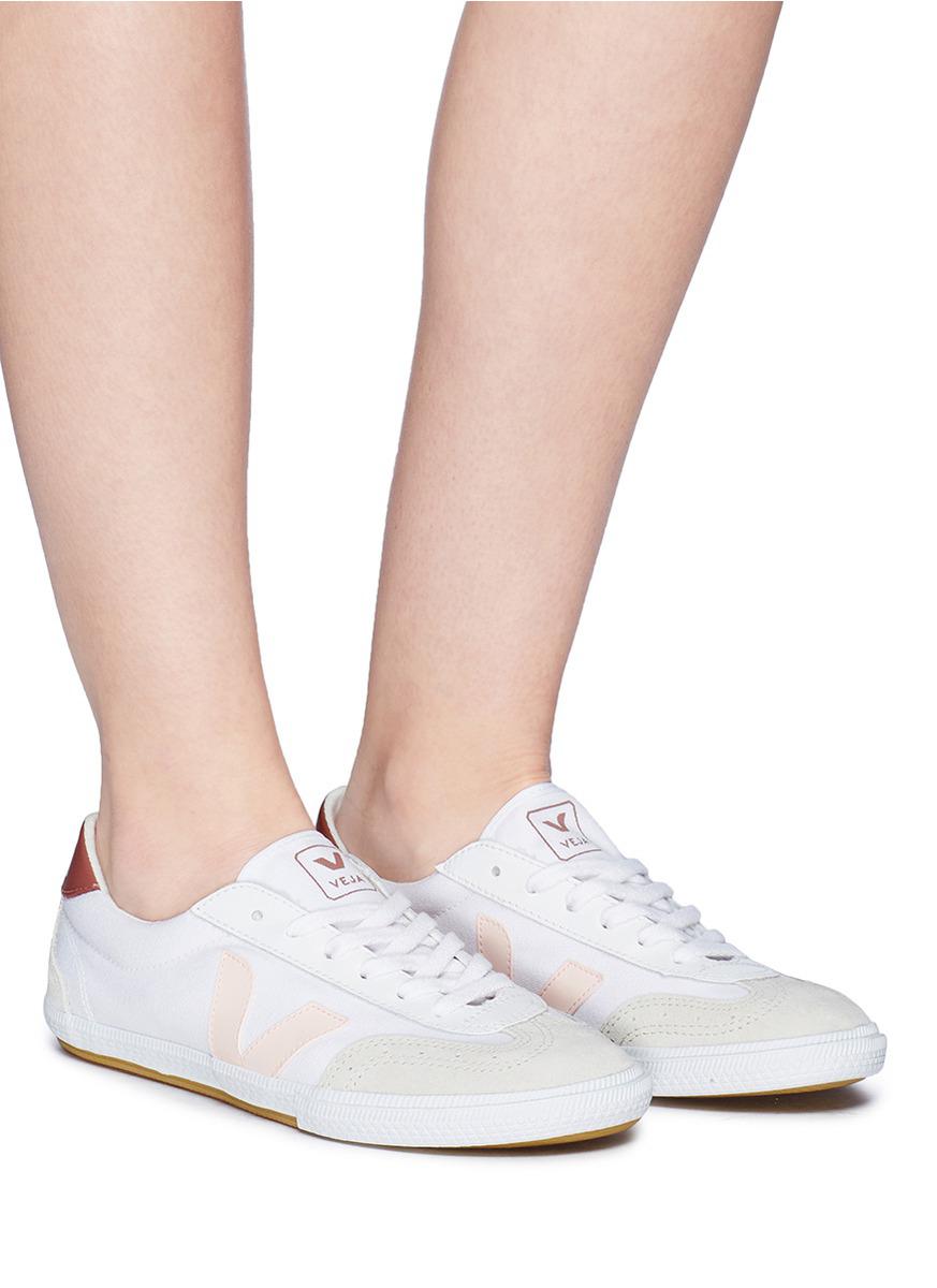Veja 'volley' Organic Canvas Sneakers in White | Lyst