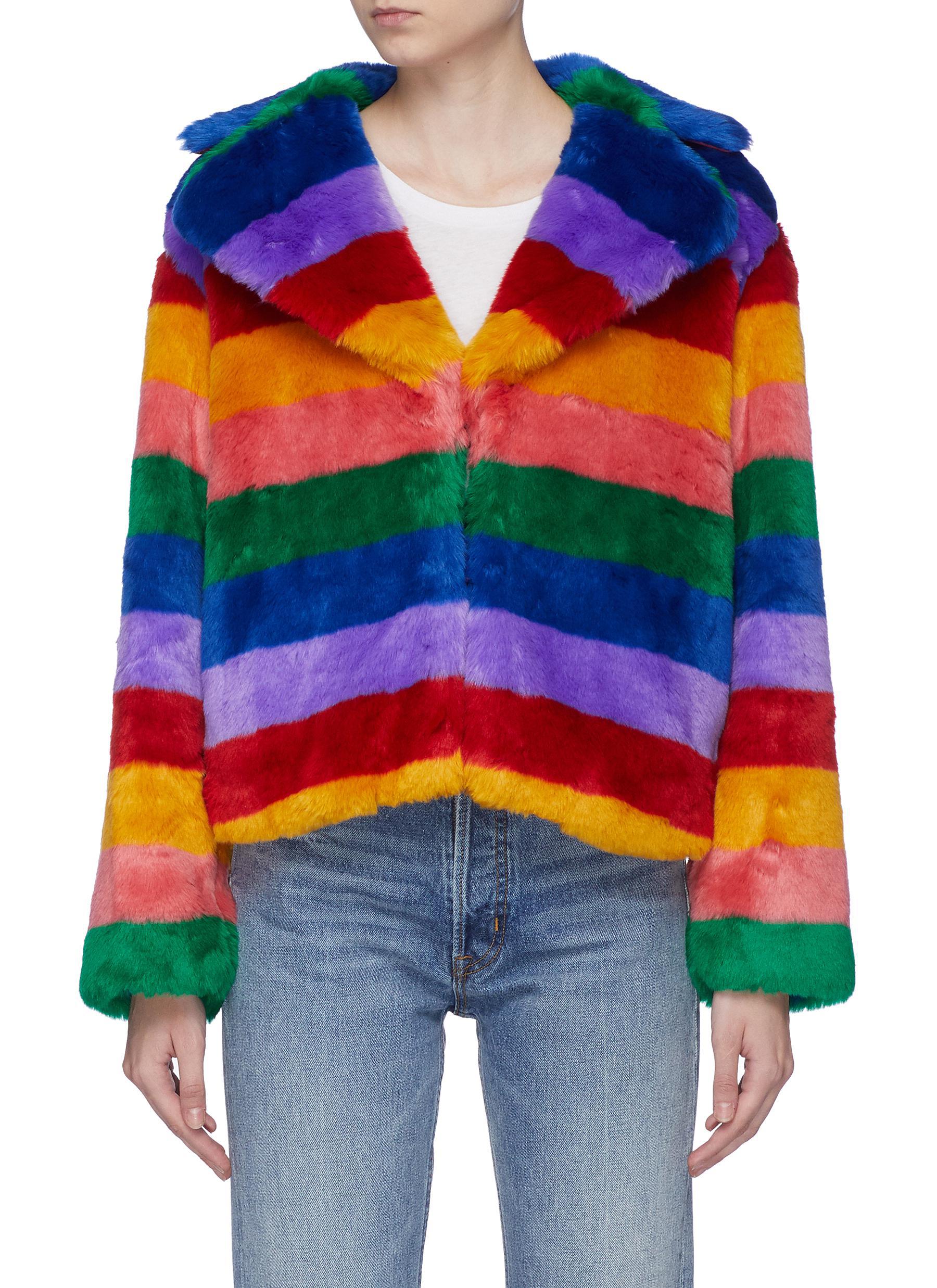 rainbow fluffy coat