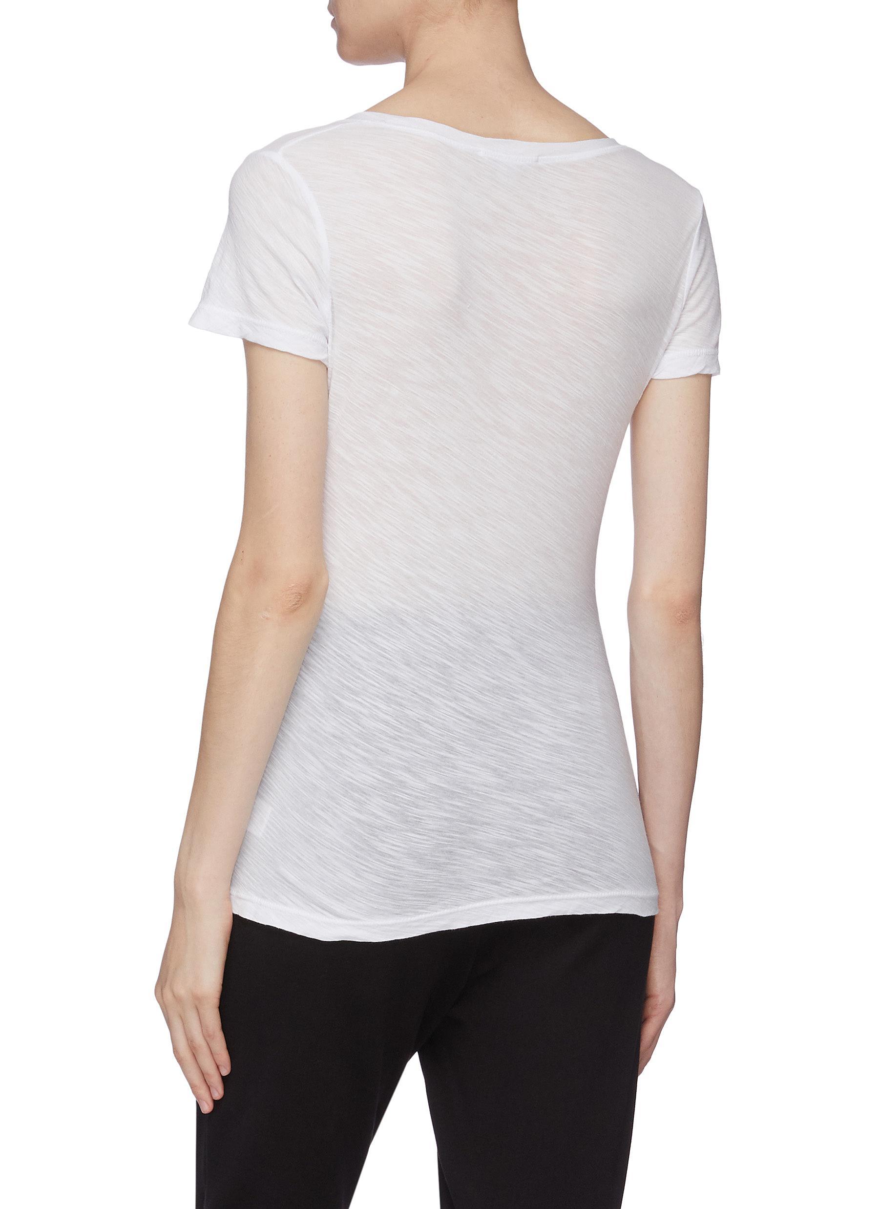 James Perse Cotton 'sheer Slub' Overlock Stitching V-neck T-shirt in ...