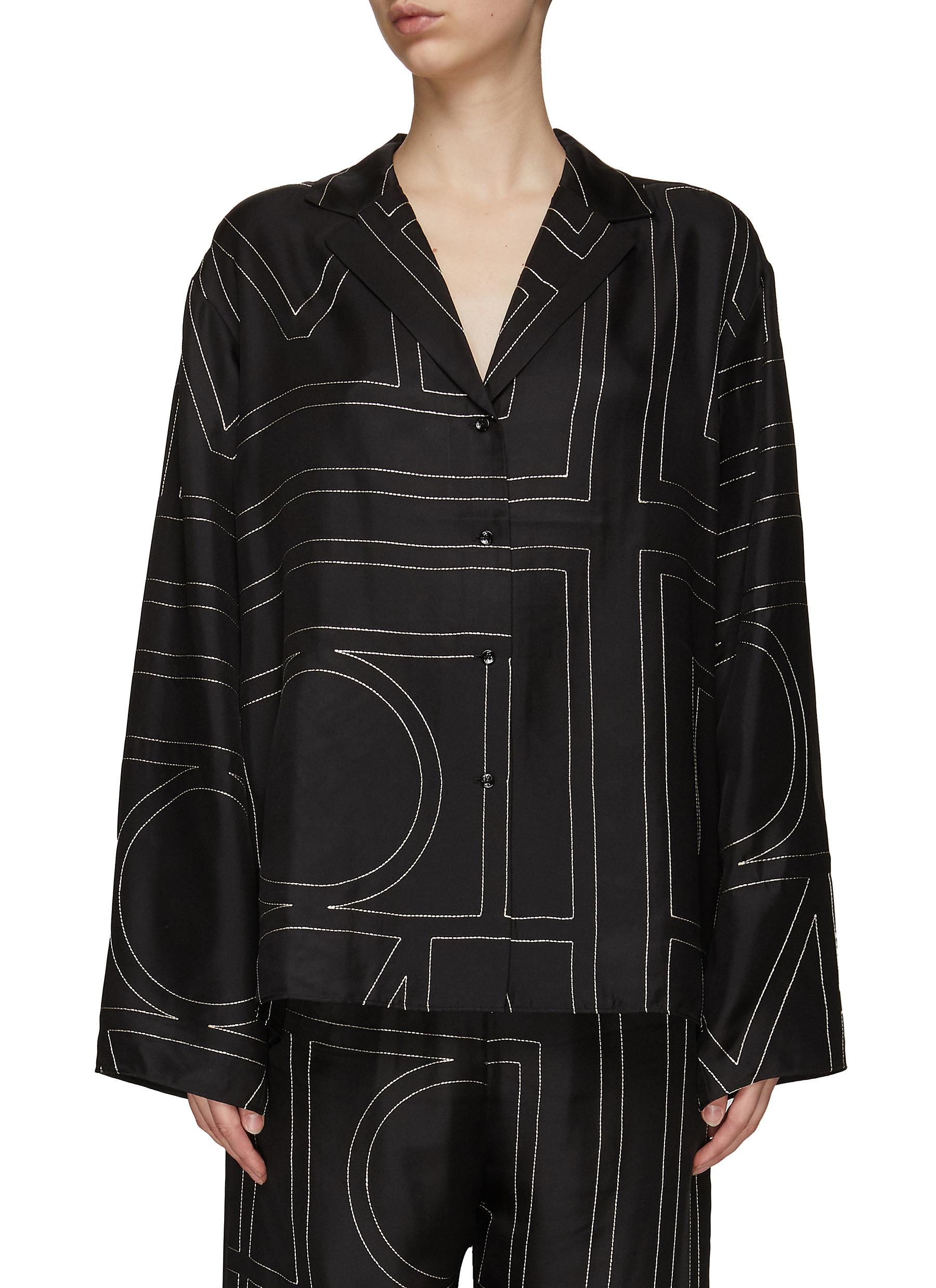 TotÃªme Monogram Silk Pyjama Top in Black | Lyst