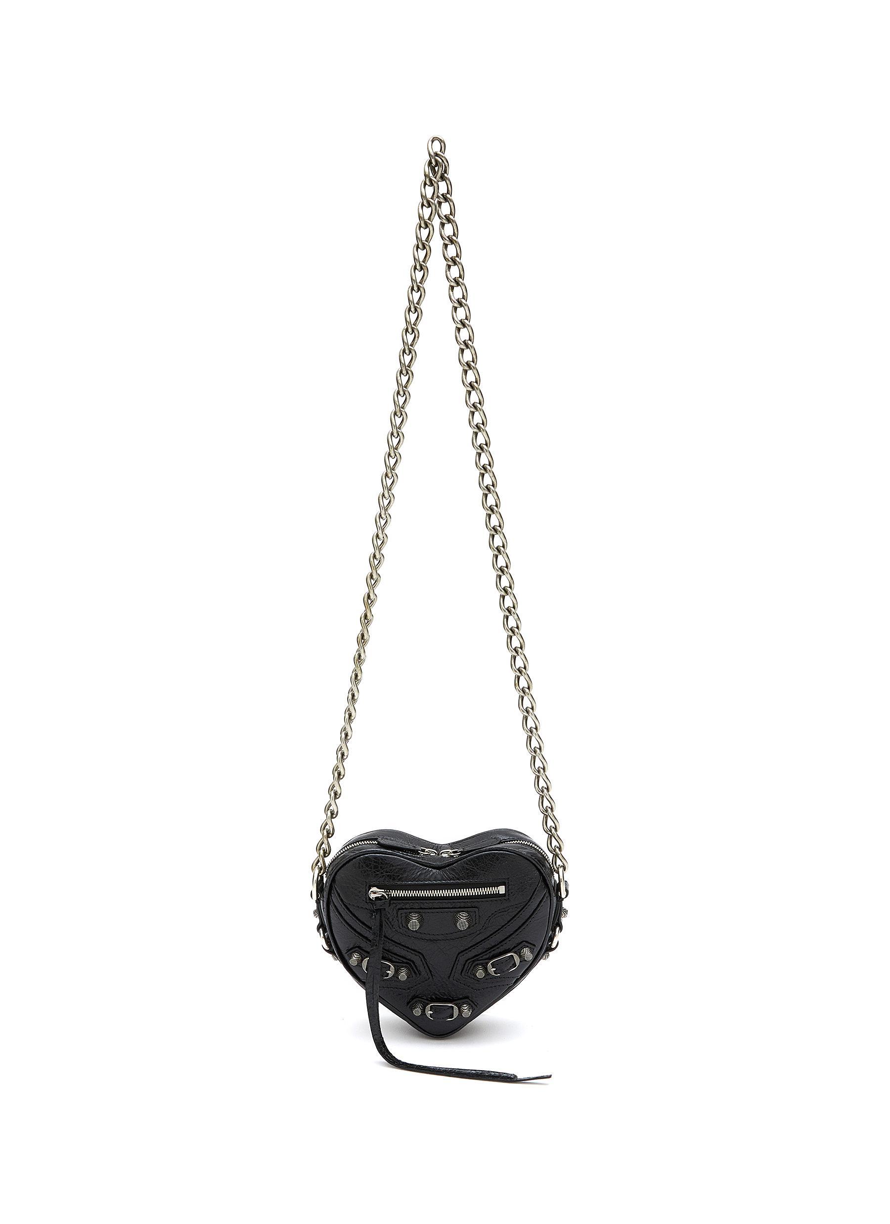 Balenciaga Mini 'cagole' Heart Shape Arena Finish Leather Chain ...