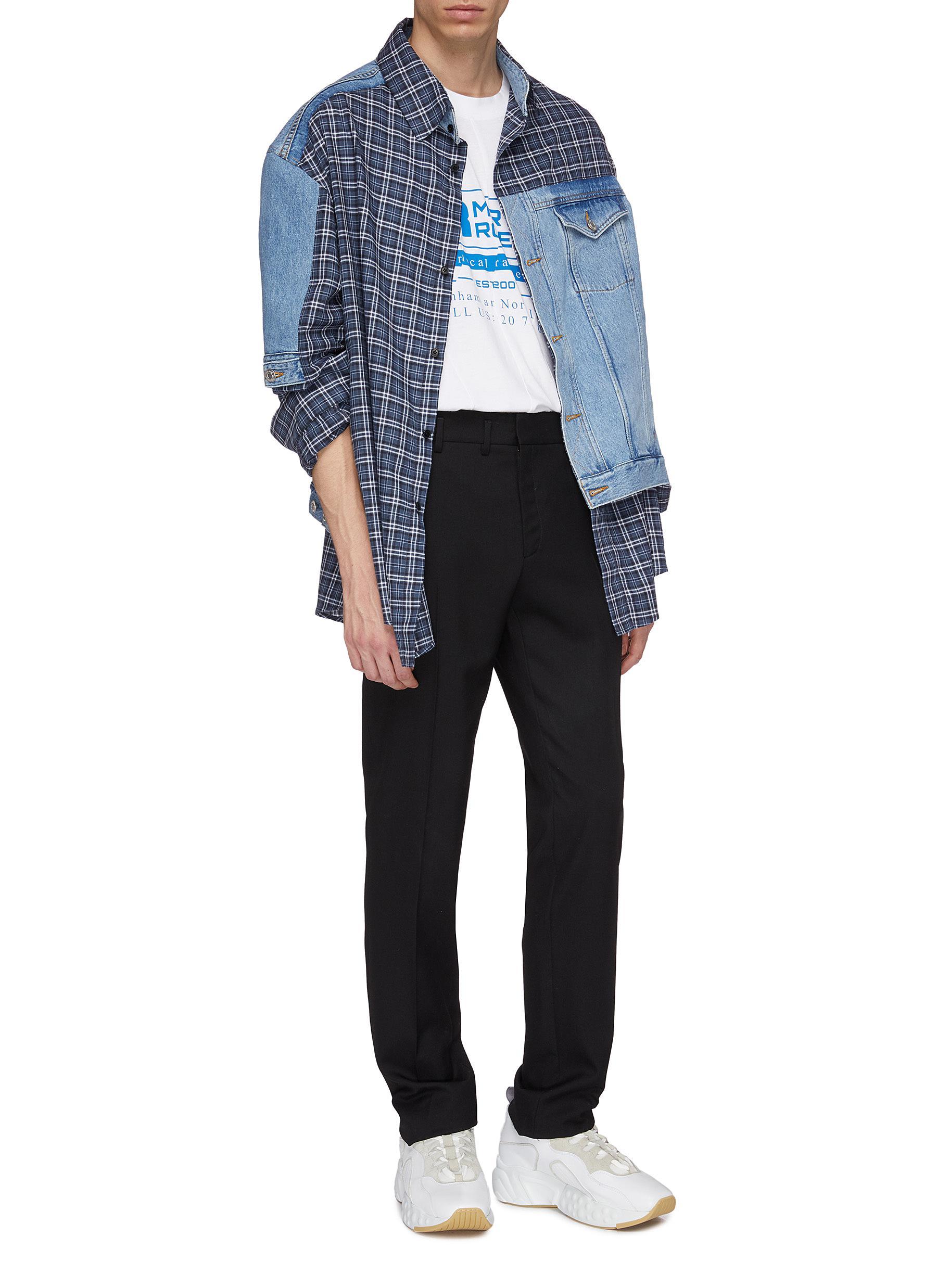 martine rose denim hybrid shirt