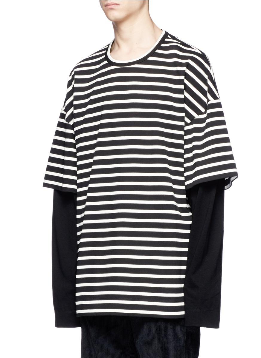 Juun.J 'archive' Embroidered Stripe Oversized Long Sleeve T-shirt