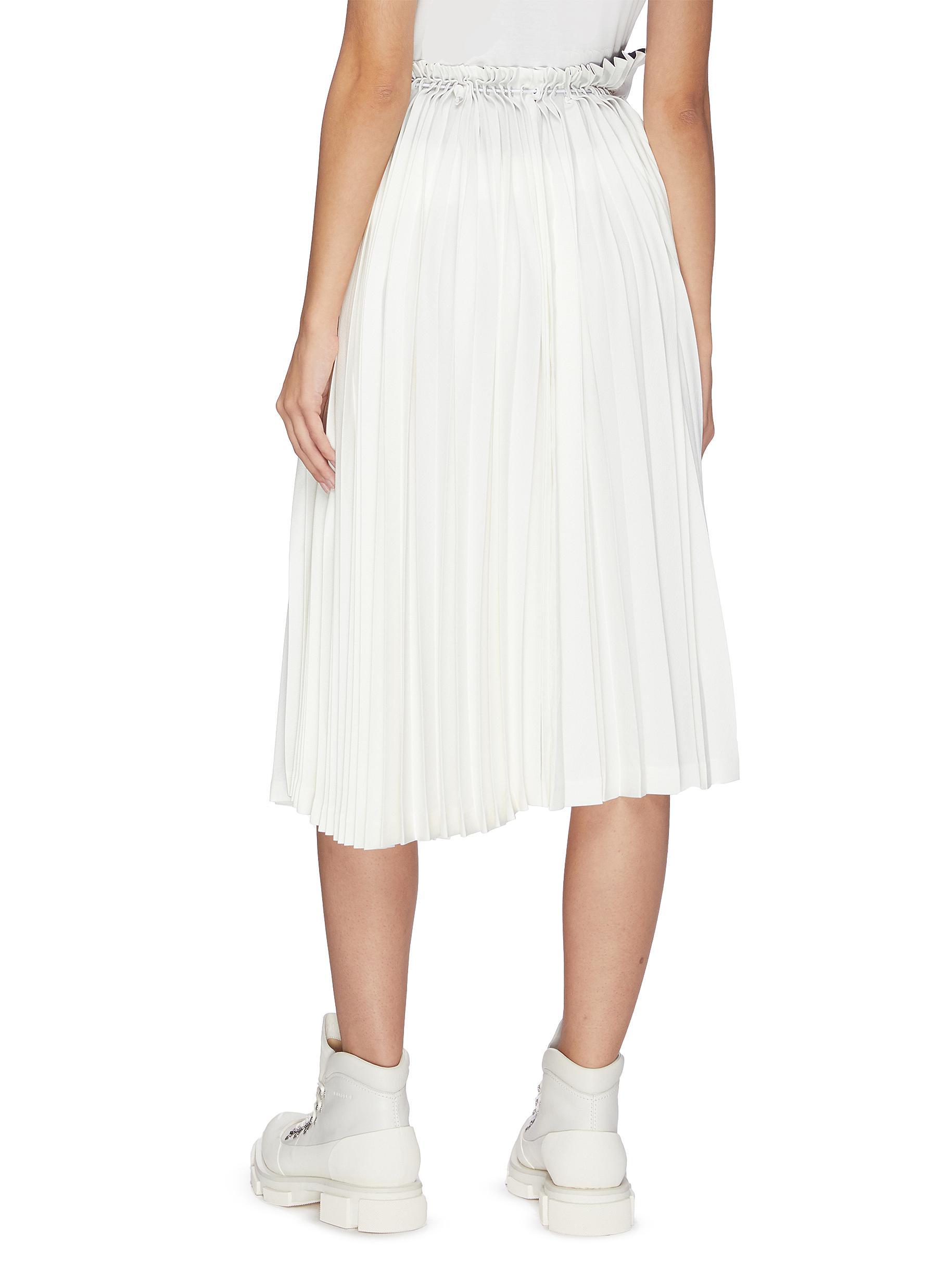 Toga Drawstring Waist Pleated Satin Skirt in White - Lyst