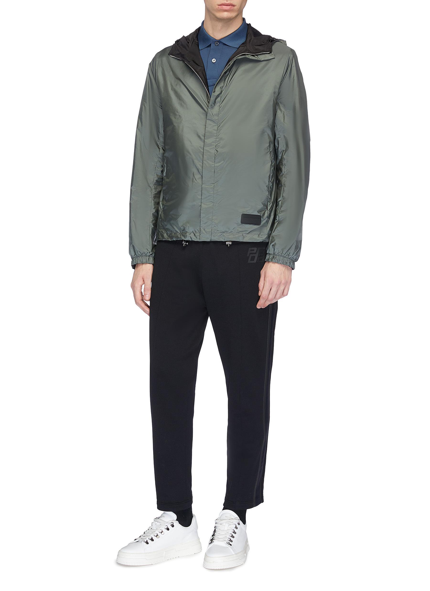 Prada Synthetic Reversible Hooded Windbreaker Jacket in Grey (Gray) for Men  - Lyst