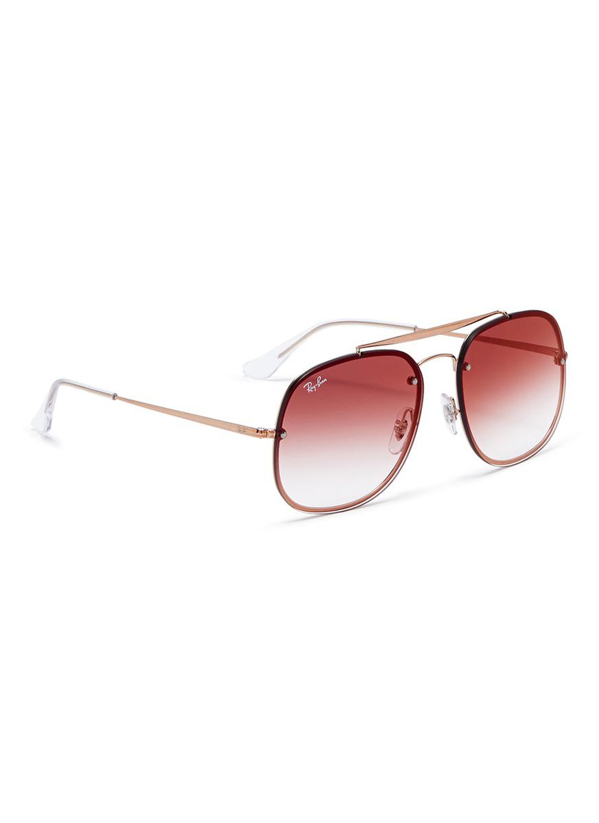 Ray-Ban 'blaze The General' Metal Mirror Aviator Sunglasses in Red | Lyst