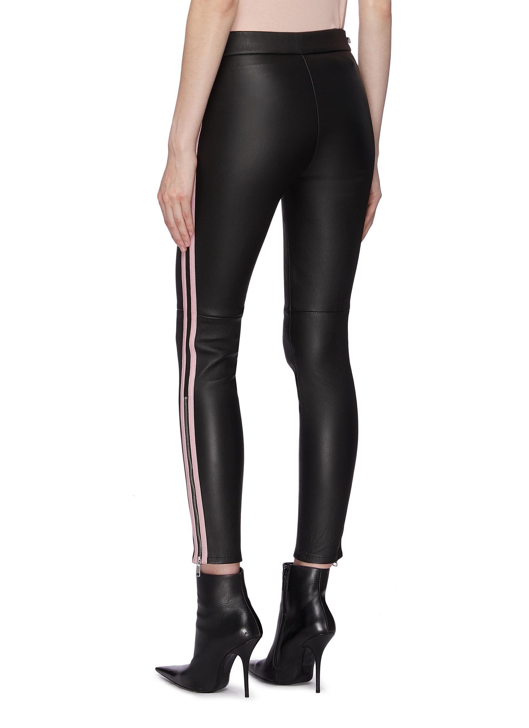 Alexander McQueen Stripe Outseam Leather Pants in Black Lyst