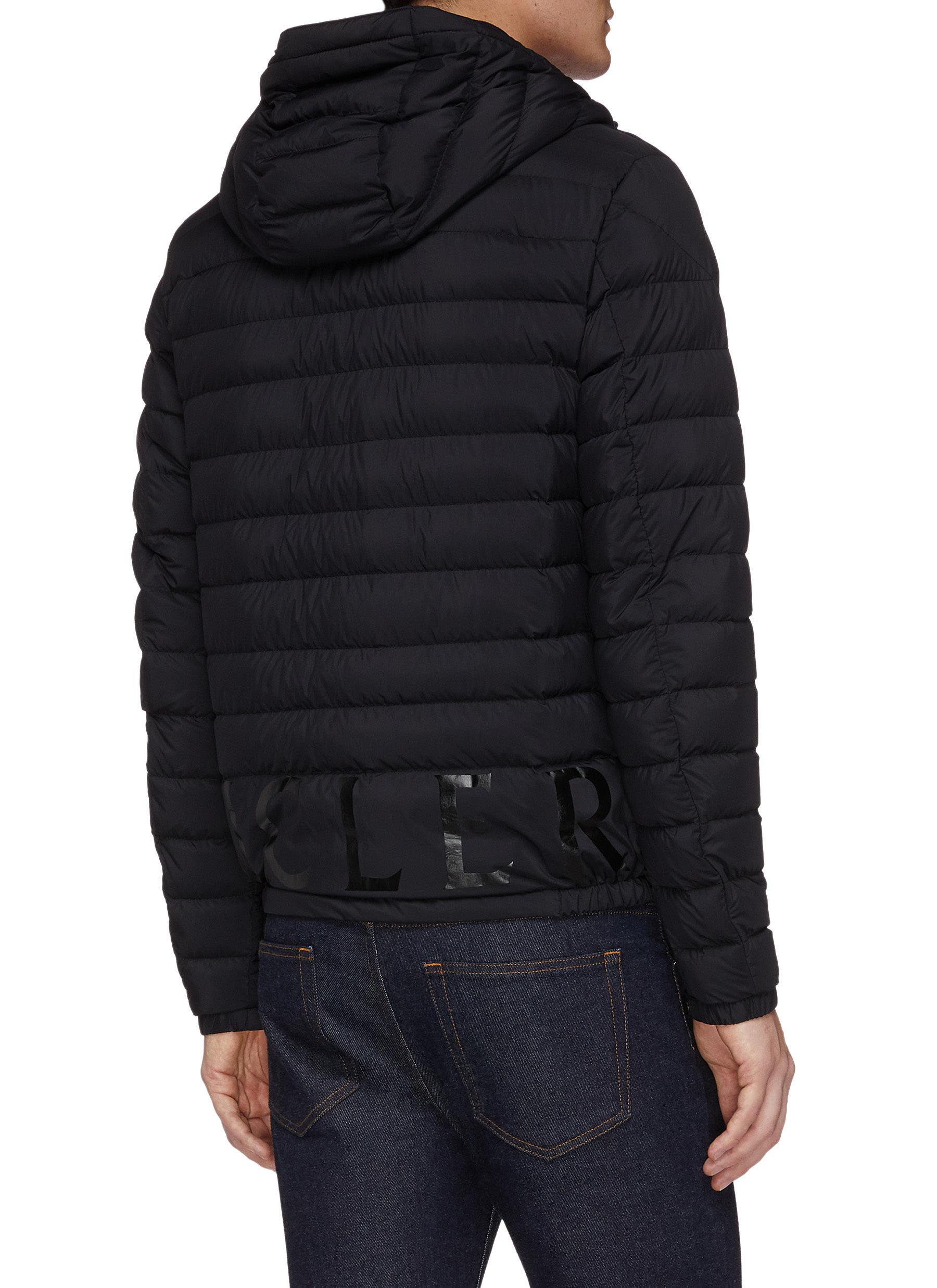 closure london mens racer logo puffer jacket black