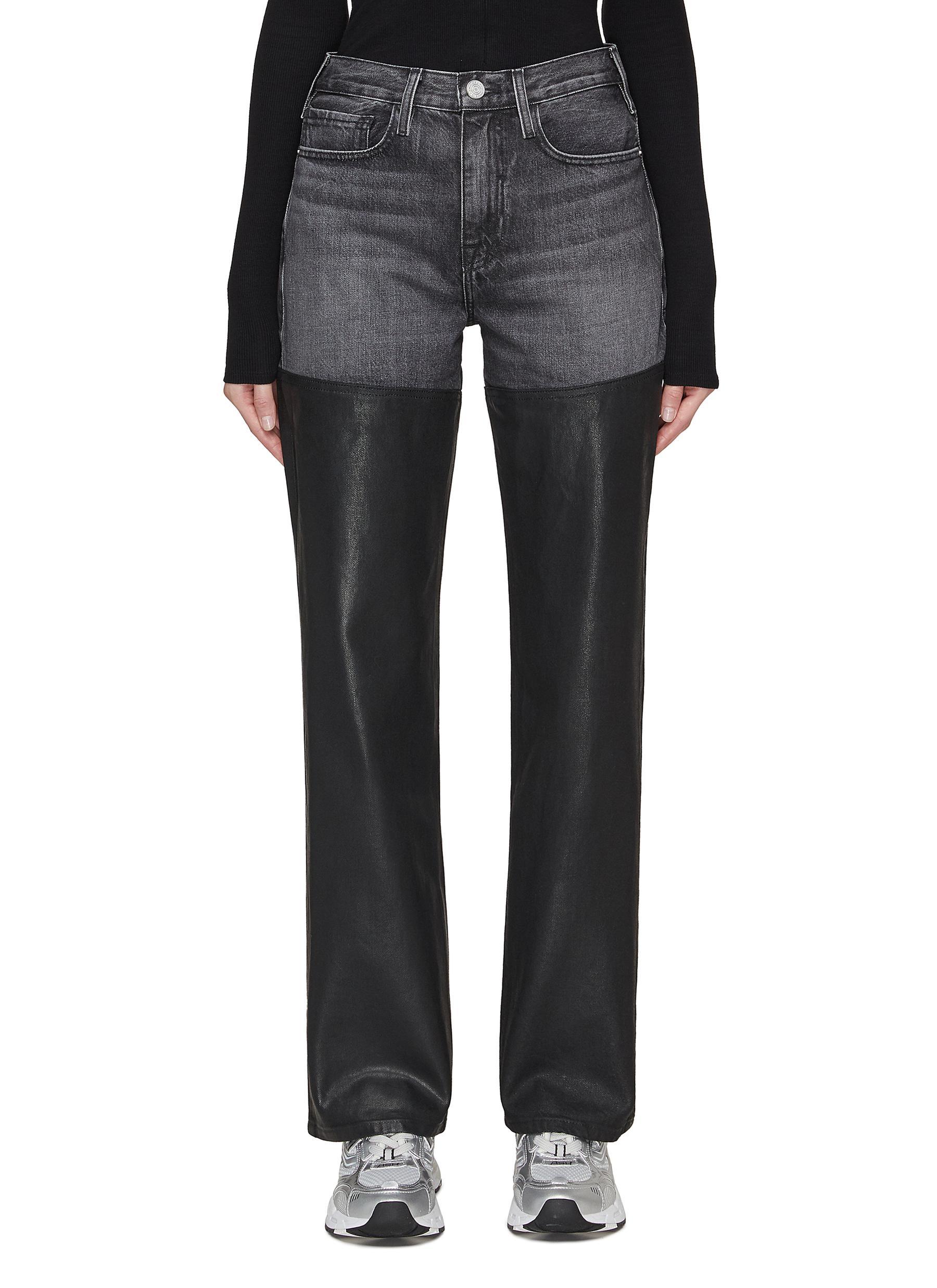 FRAME 'le Pixie Jane' Coated Straight Leg Denim Jeans in Gray Lyst