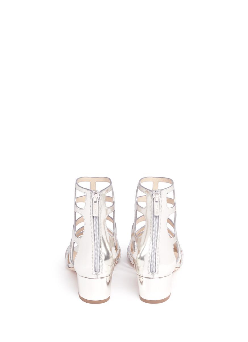 Jimmy Choo 'ren 35' Mirror Leather Caged Sandals in Metallic | Lyst