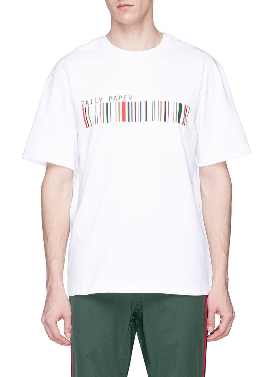 Daily Paper Cotton 'coyar' Barcode Print T-shirt in White for Men - Lyst