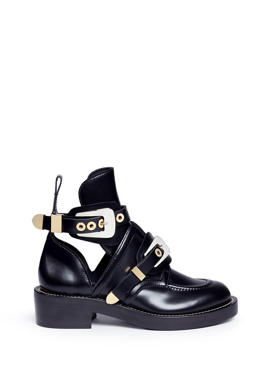 Balenciaga Leather Women's Ceinture Ankle Boots in Blue (Black) | Lyst