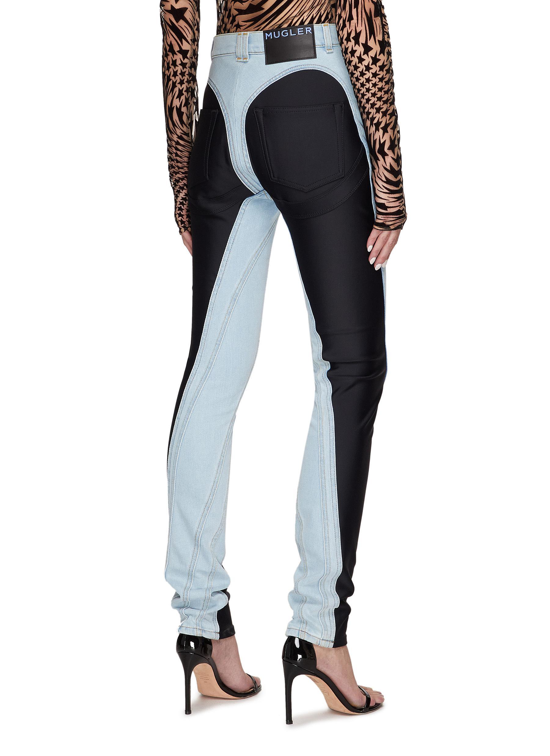 Mugler Denim Two Tone High Rise Spiral 