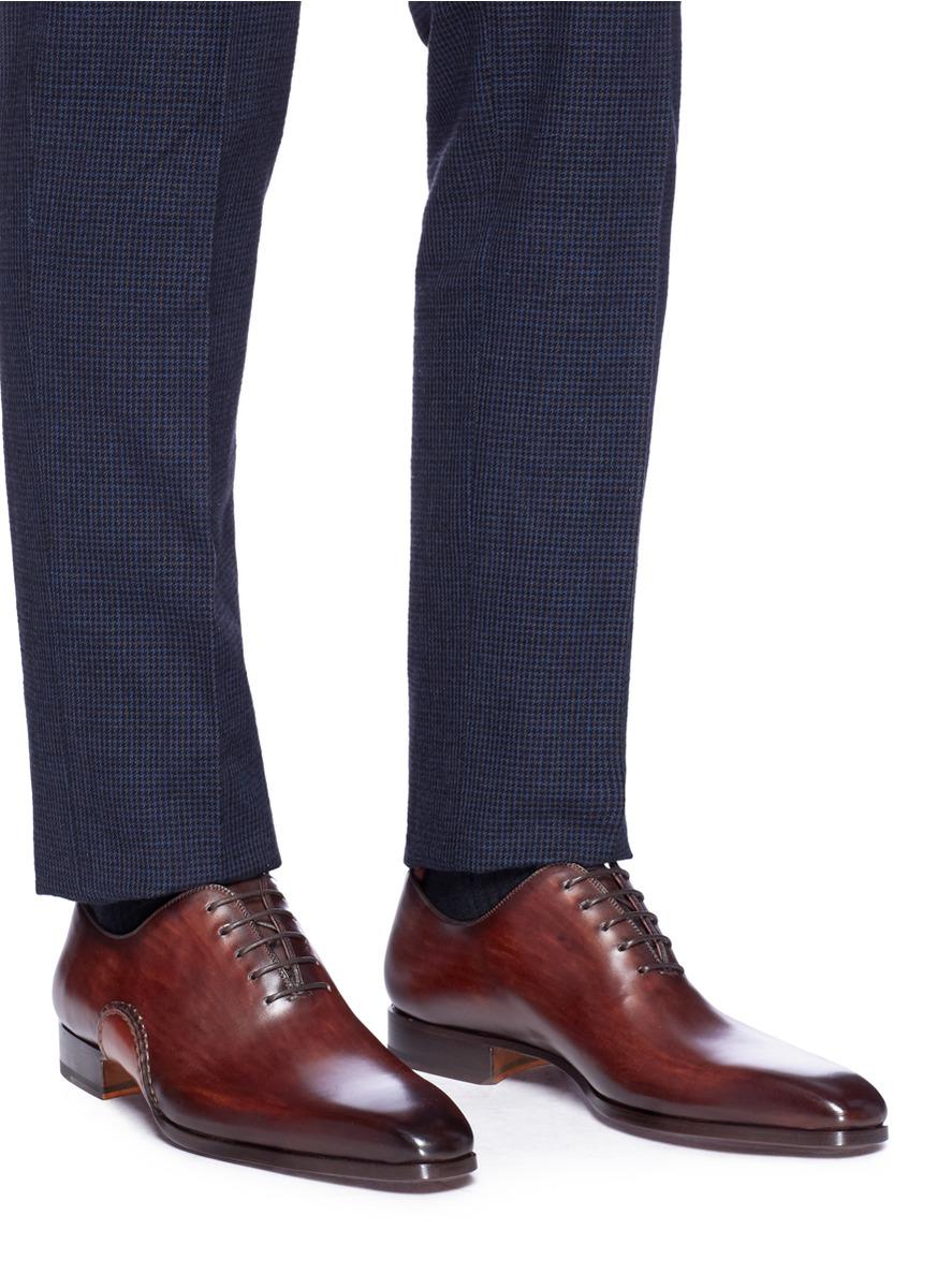 Magnanni Stitched Detail Leather Oxfords Men Shoes Lace Ups 