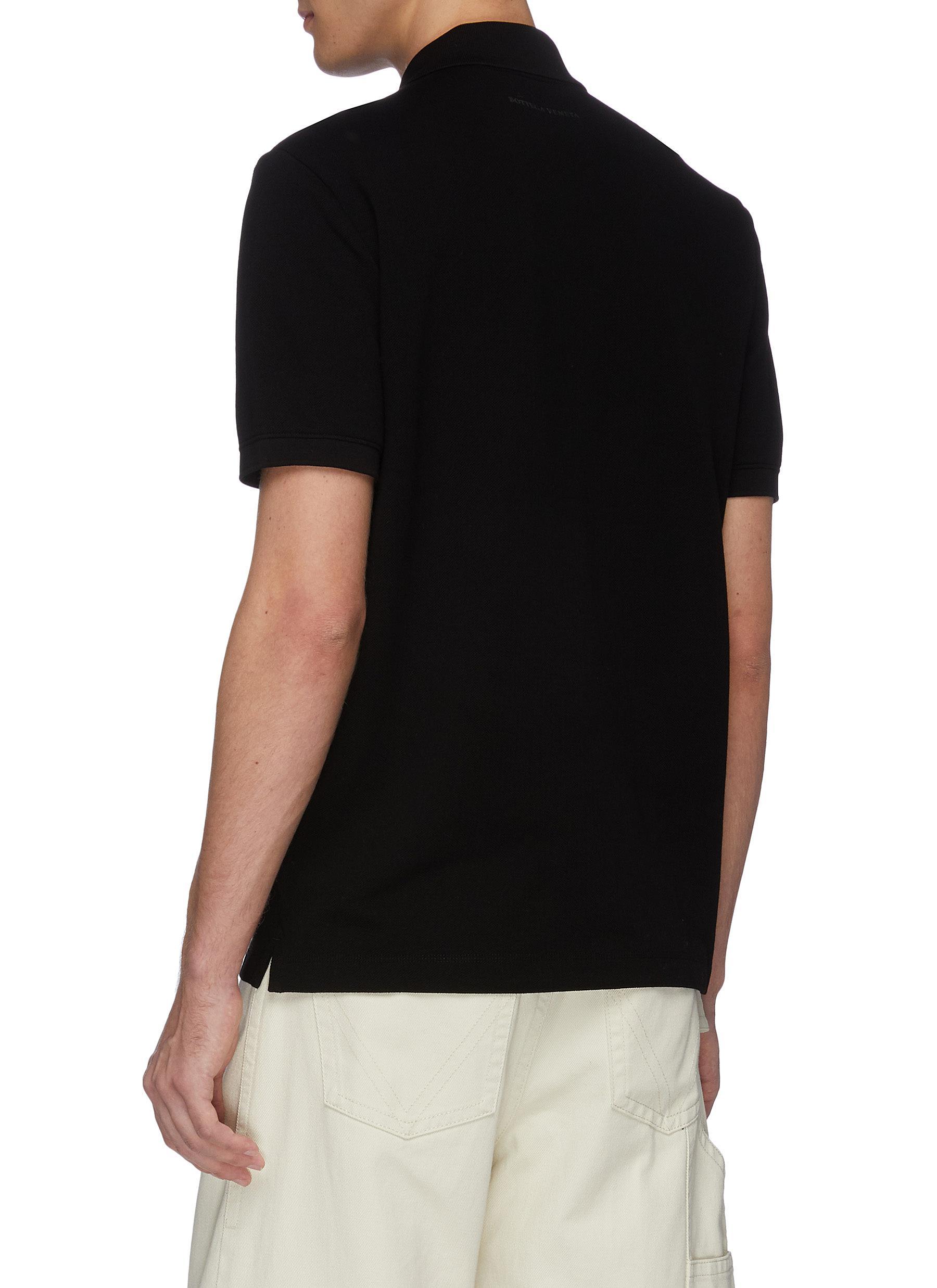 Bottega Veneta Cotton Triangle Fold Polo Shirt in Black for Men - Lyst