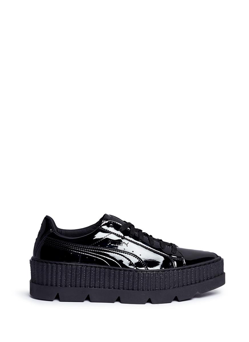 PUMA Patent Leather Platform Sneakers in Black - Lyst