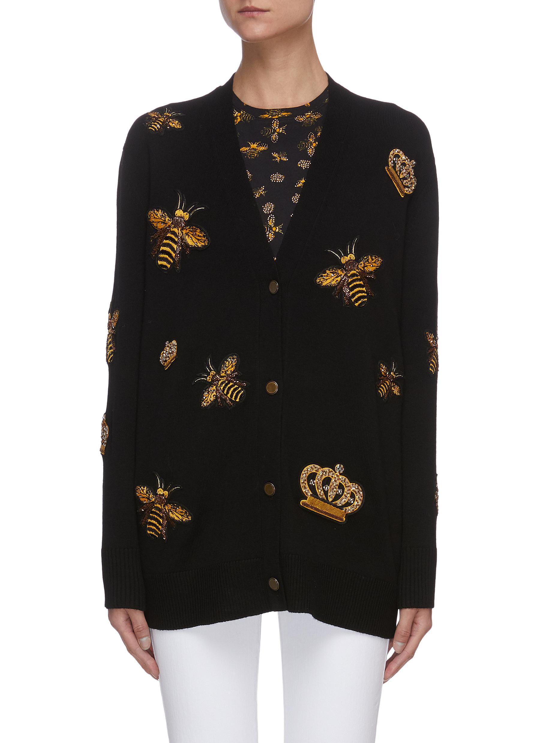 Bee Embroidered Grandpa Cardigan 