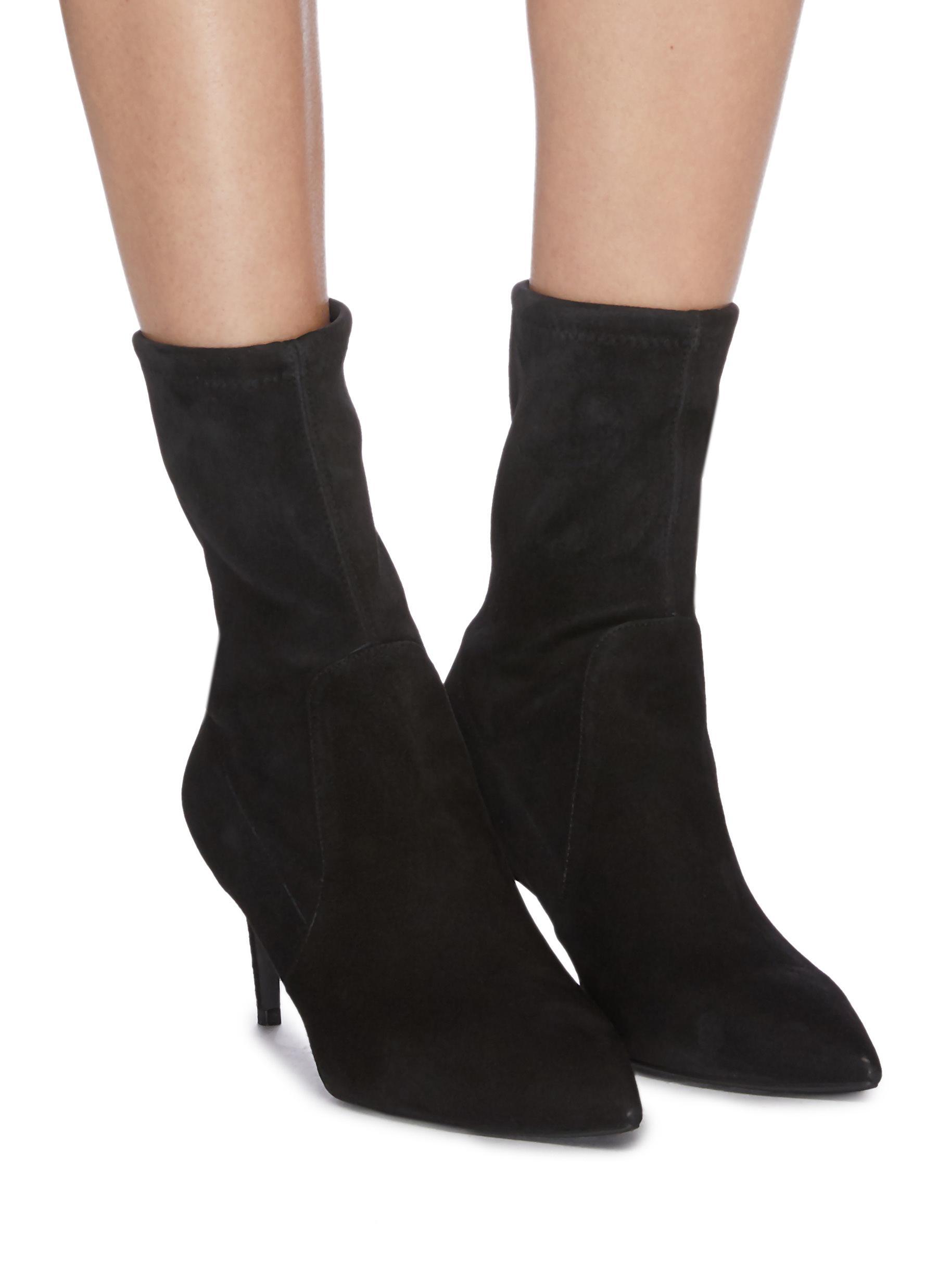 stuart weitzman black wren 75 suede heeled ankle boots
