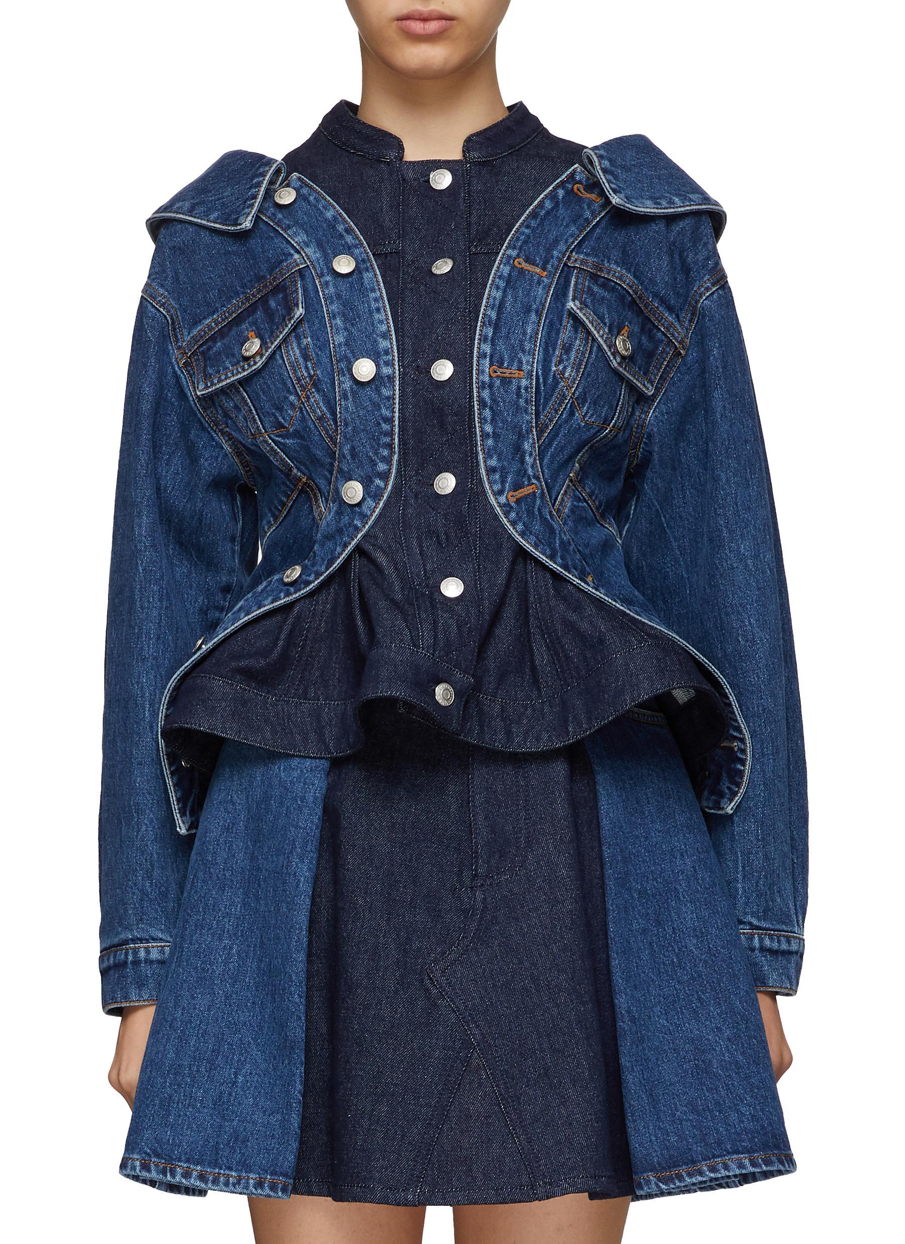 Double Layer Sculpted Denim Jacket 