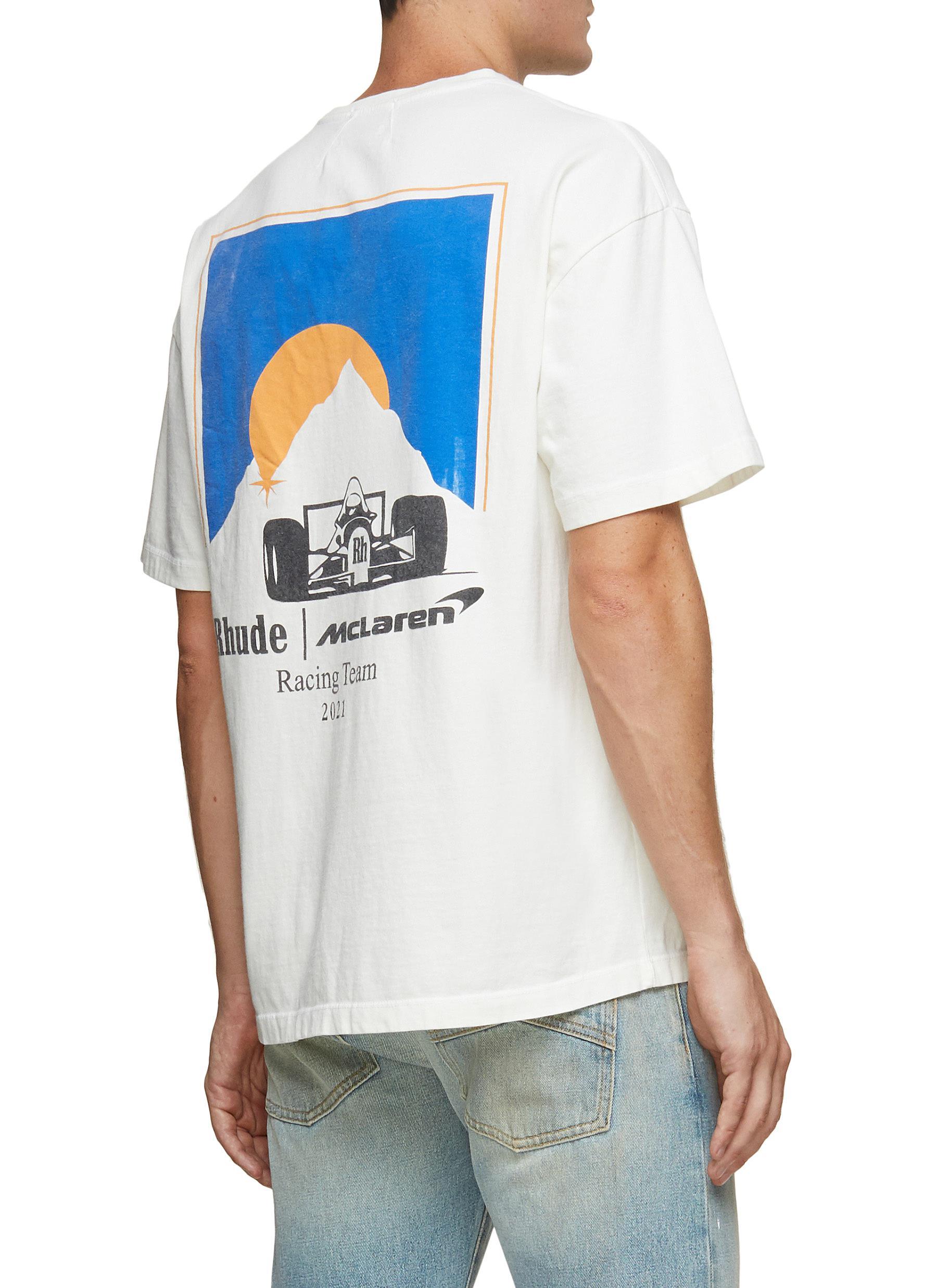Rhude X Mclaren Moonlight Racer Graphic Print T-shirt Men Clothing T-shirts  Crew Neck X Mclaren Moonlight Racer Graphic Print T-shirt in White for Men  | Lyst