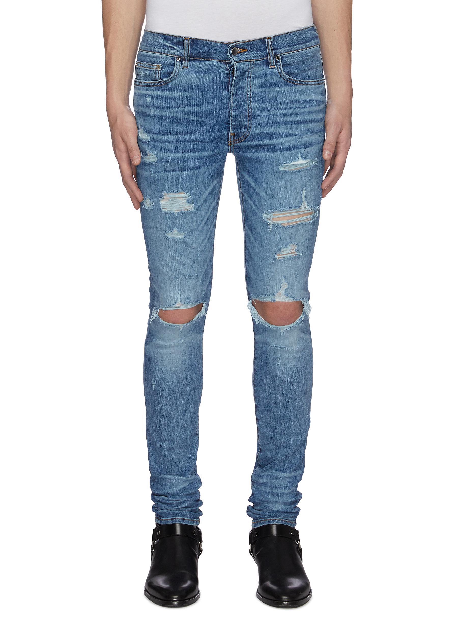Amiri Thrasher Plus' Distressed Skinny Jeans in Blue Lyst