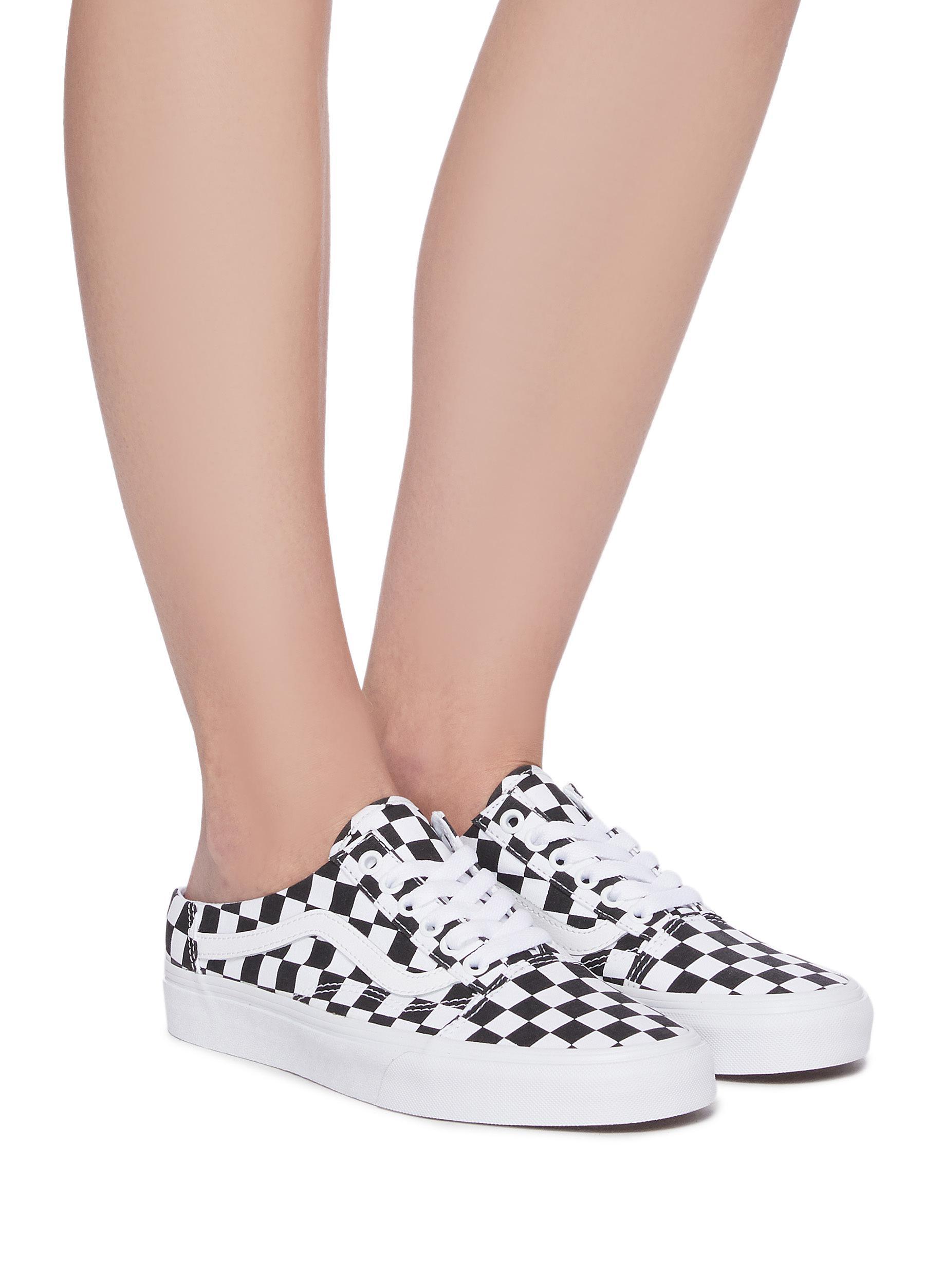 vans leather checkerboard mule