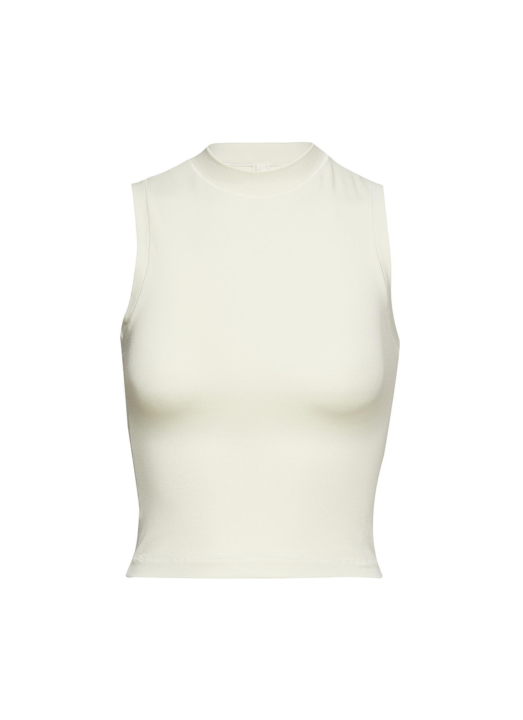 Skims 'cotton' Jersey Mock Neck Tank in White Lyst