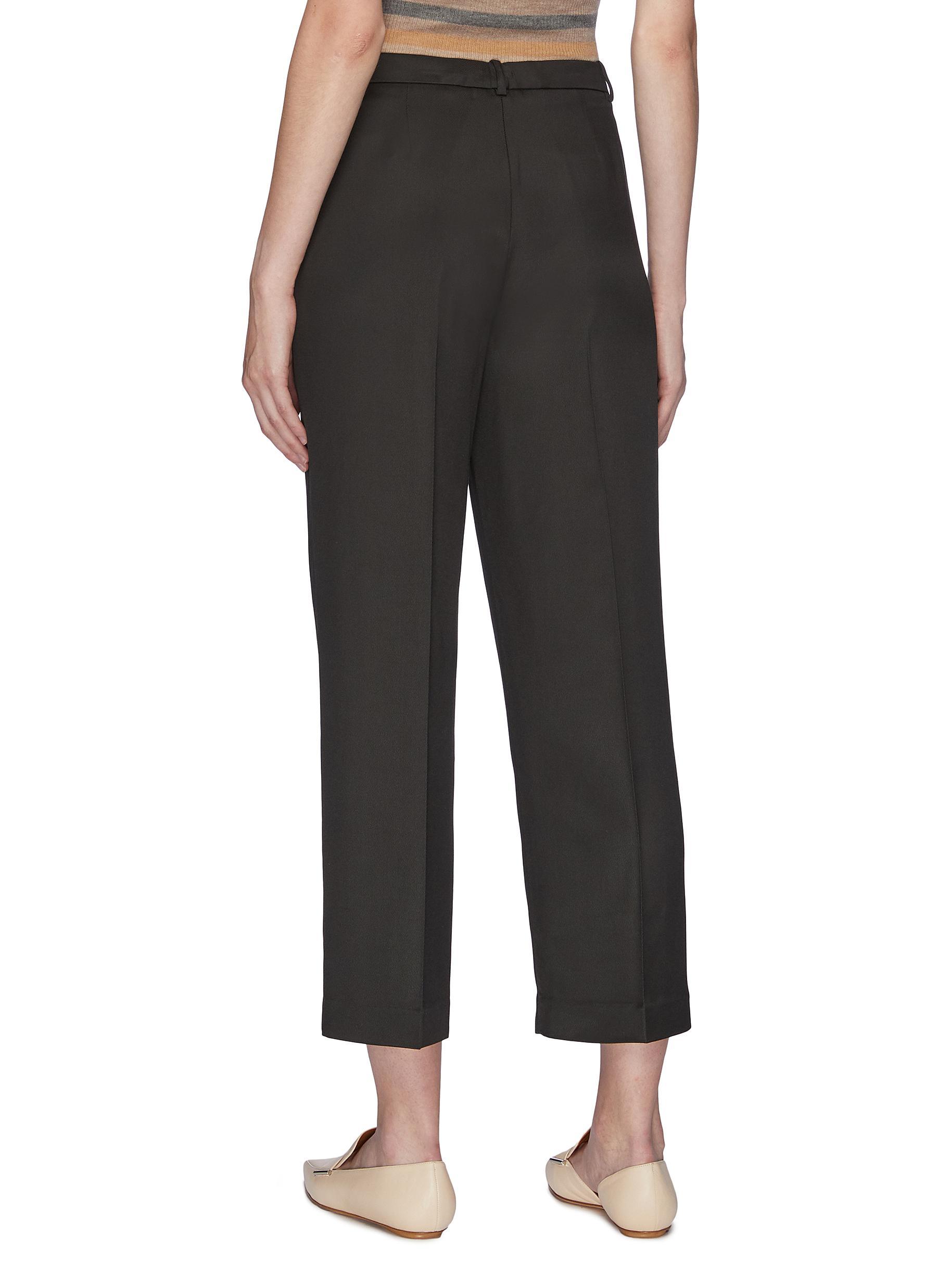Theory Synthetic Cropped Twill Pants in Green Lyst