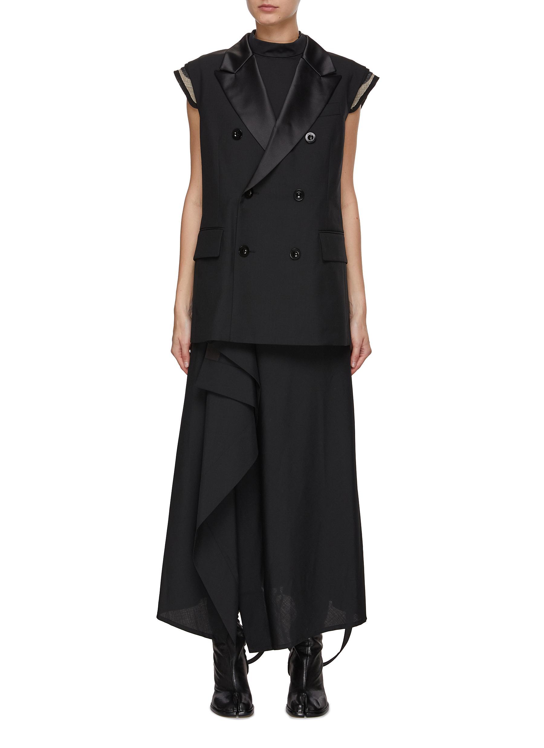 Sacai Suiting Mix Dress in Black | Lyst