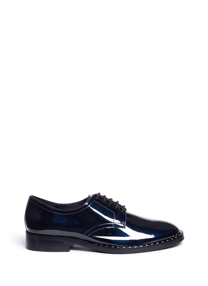 Ash �wilco� Stud Welt Patent Leather Derbies in Blue Lyst