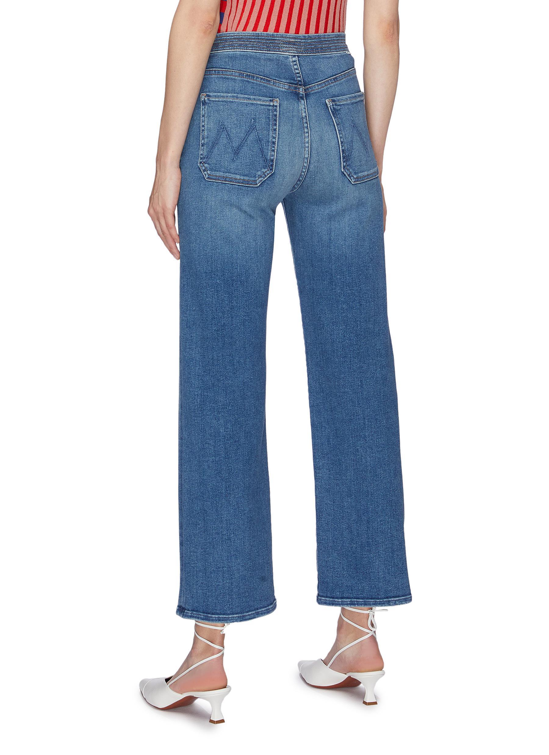 Mother 'the Tie Patch Rambler' Belted Wide Leg Jeans in Blue - Lyst