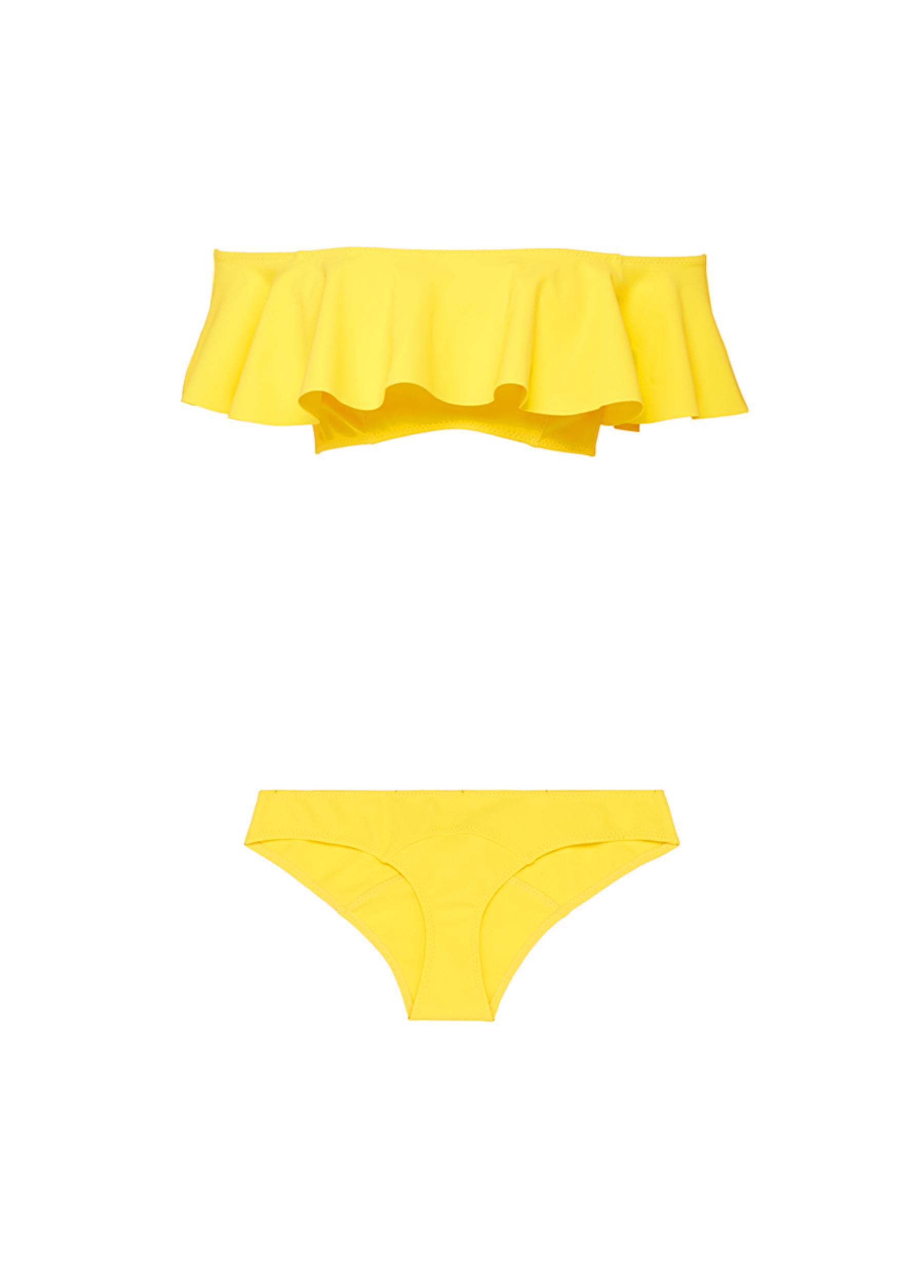 yellow off the shoulder bikini