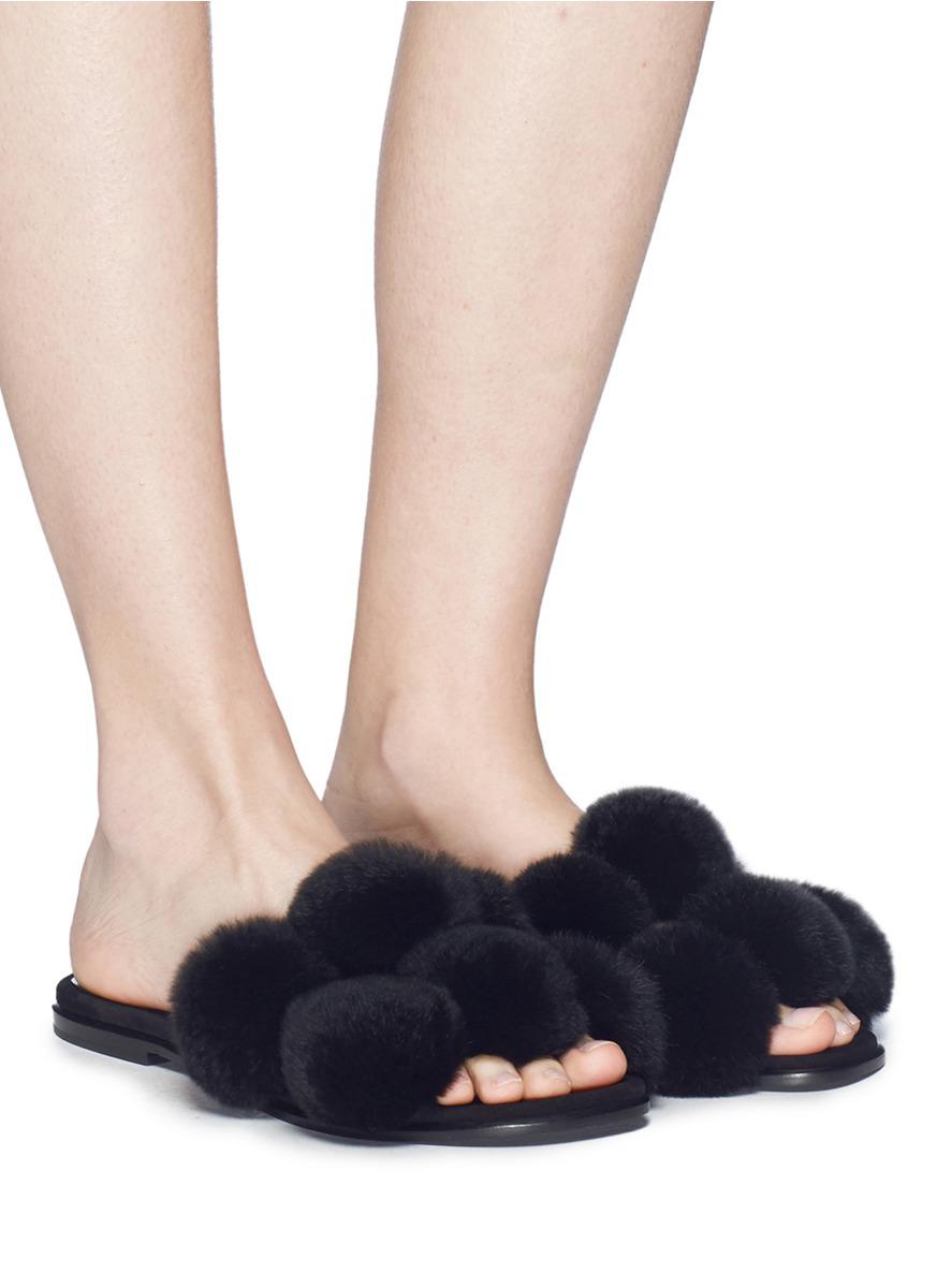 pom pom slide sandals