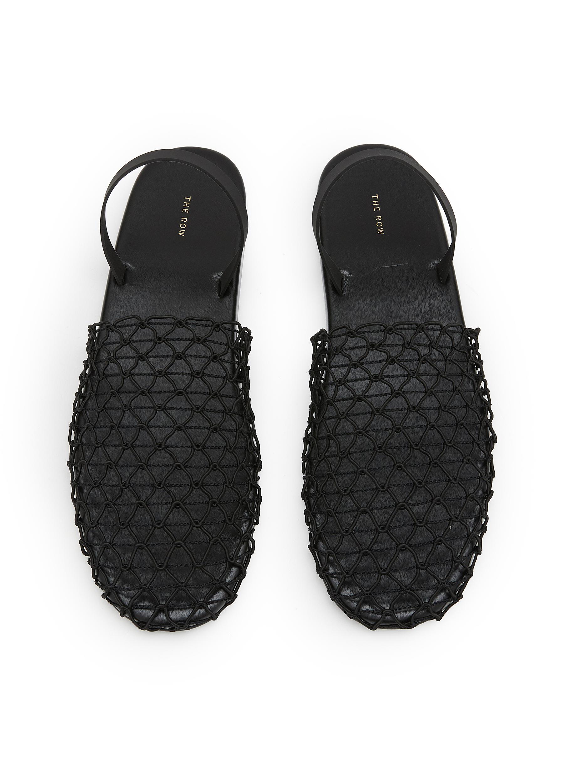 The Row Crochet Slingback Slippers in Black Lyst