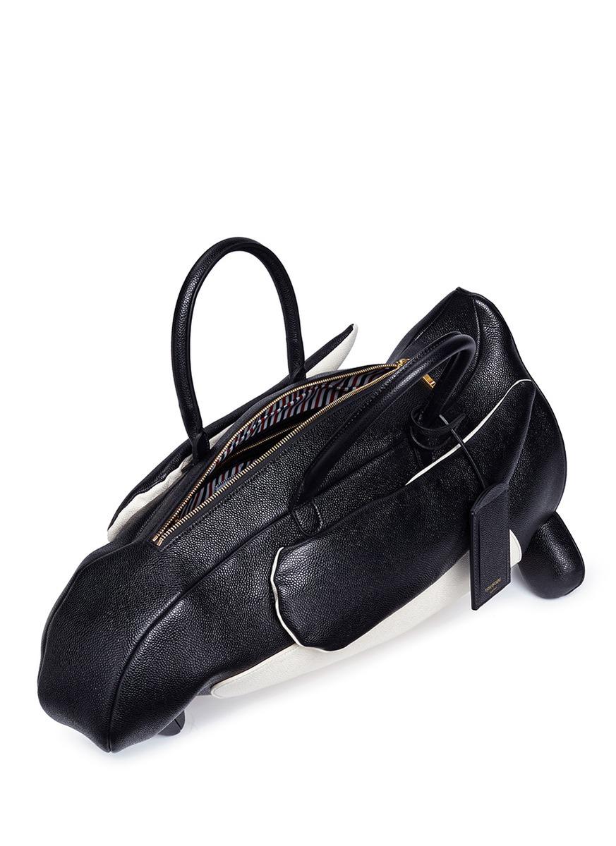 Thom Browne - Pebble Grain Leather Mrs. Thom Baguette Bag - One Size - Black - Female