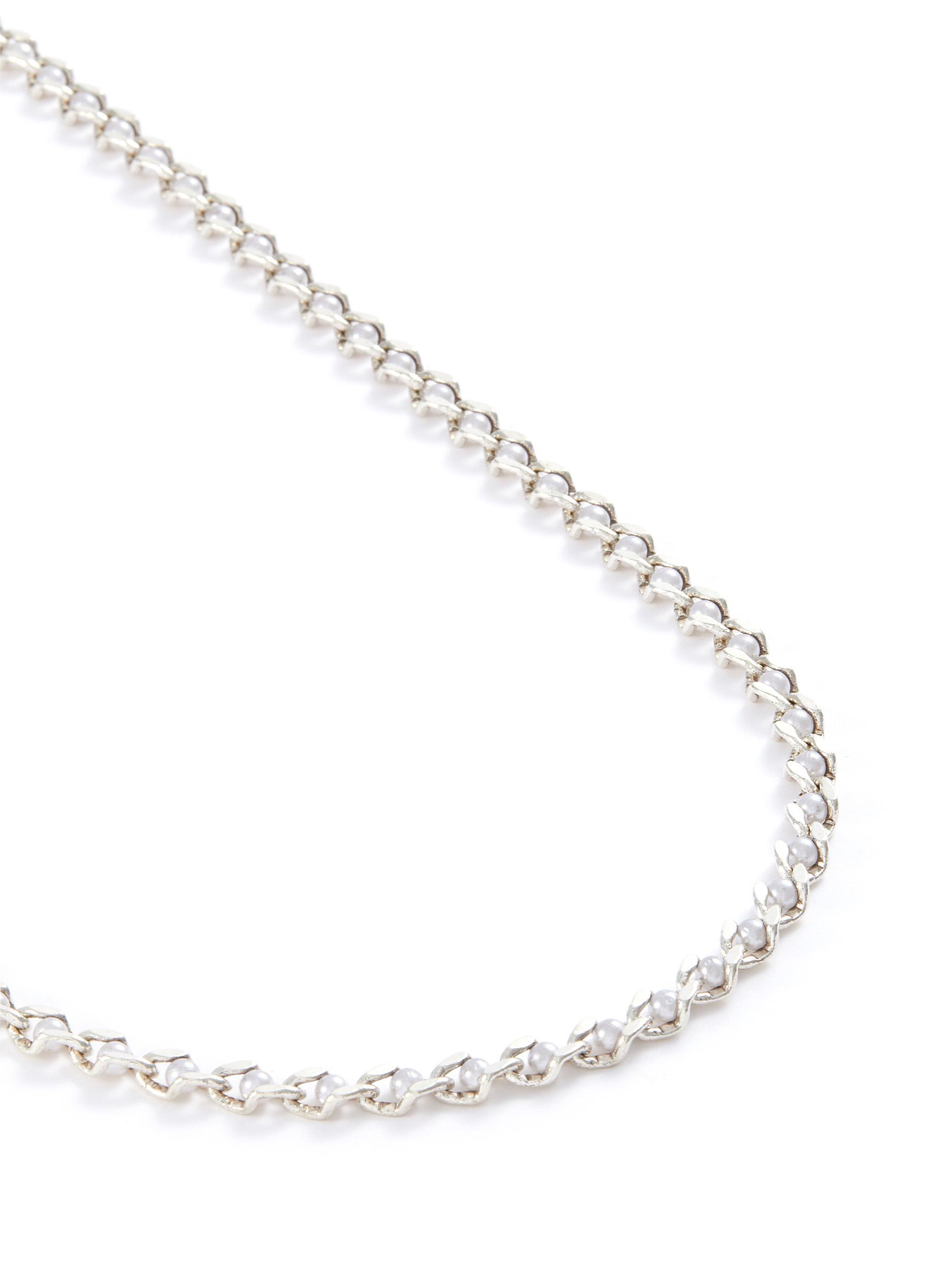 Philippe Audibert 'jayde' Faux Pearl Chain Lariat Necklace in Metallic