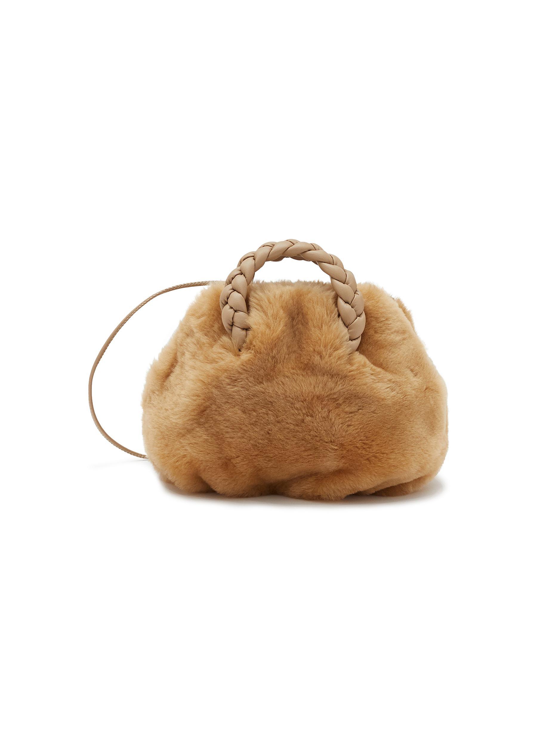 Hereu Bombon Shiny Braided Leather Top-Handle Bag