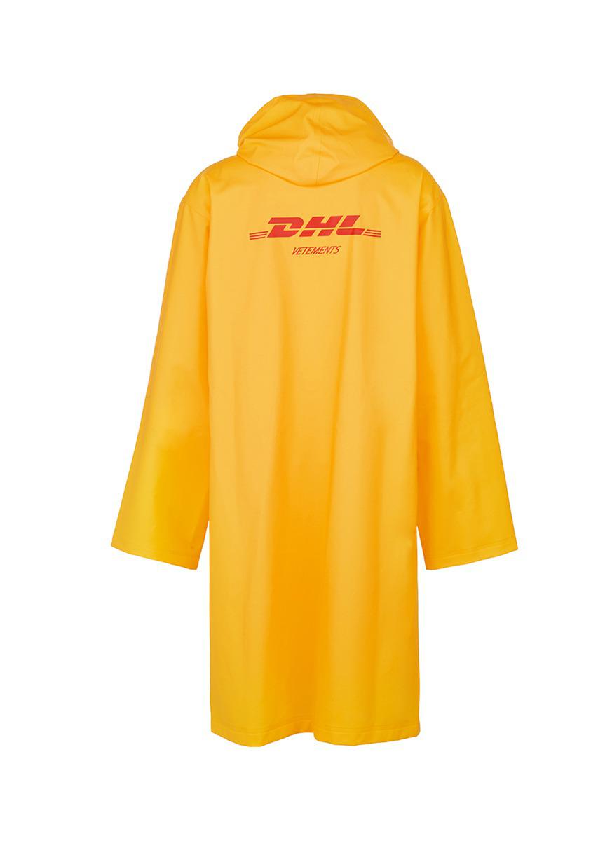Vetements 'dhl' Logo Print Unisex Raincoat in Yellow | Lyst