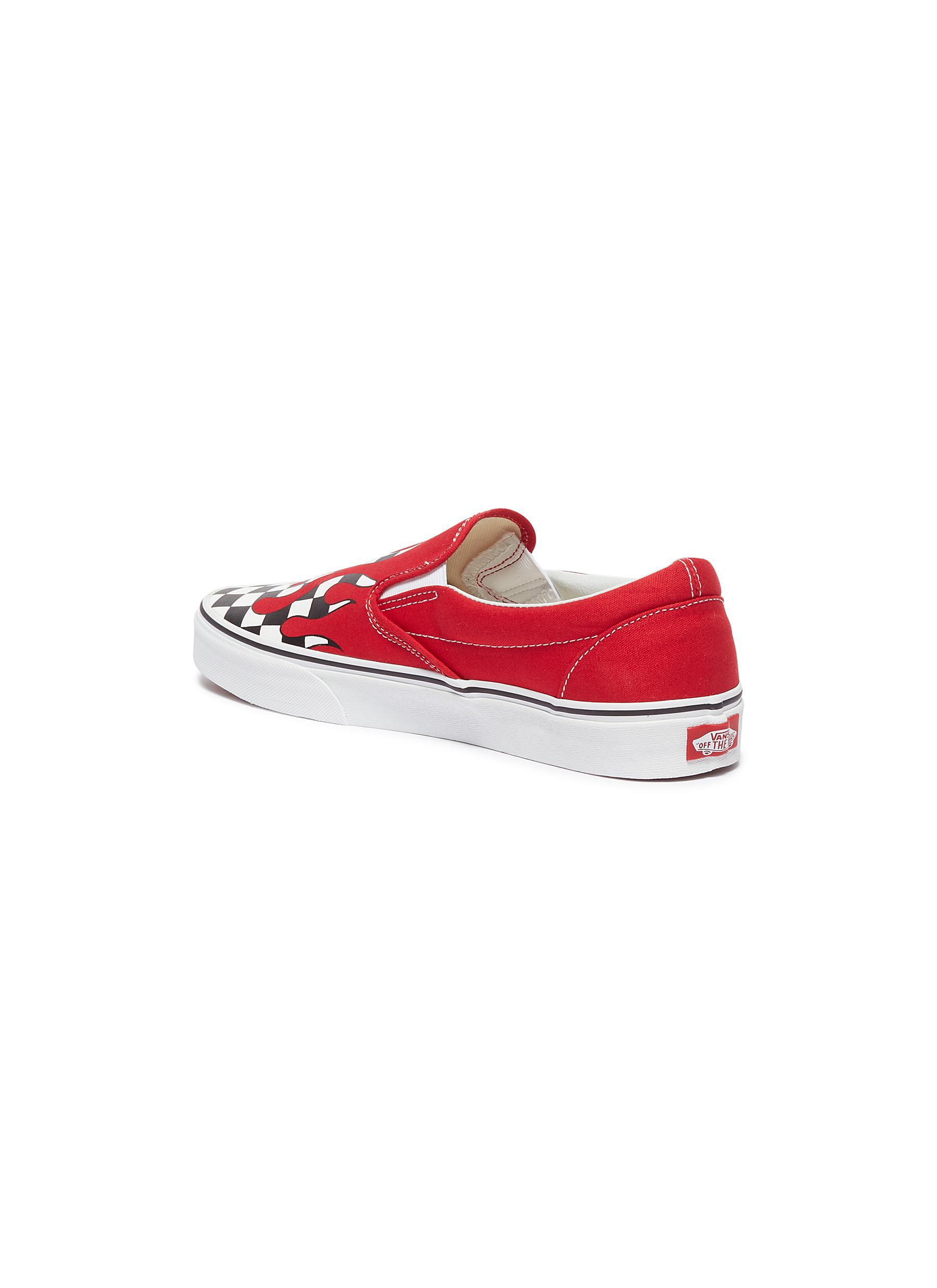 Vans 'classic Slip-on' Checkerboard Flame Canvas Skates in Red for Men |  Lyst