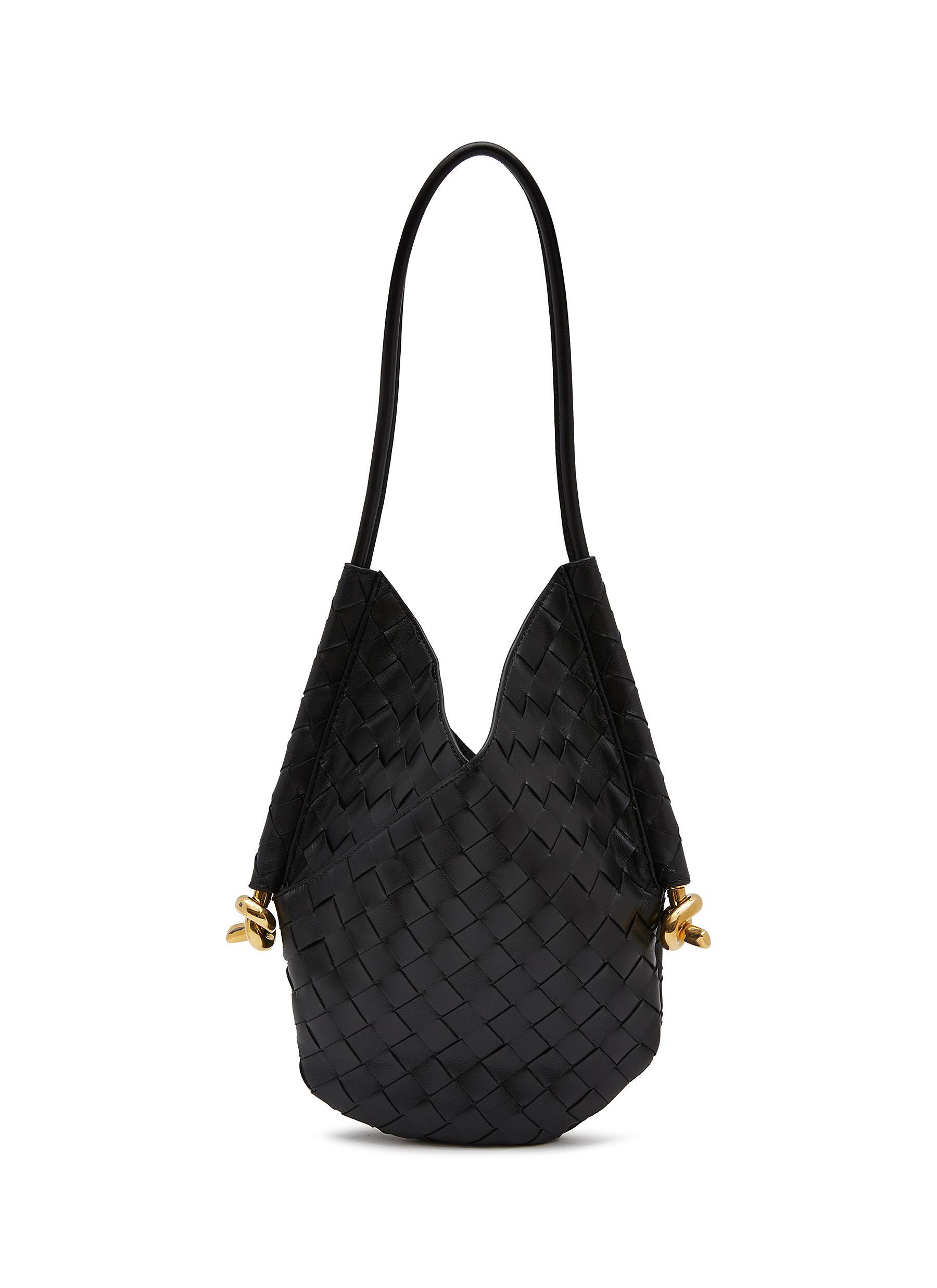 Bottega Veneta Small Solstice Intrecciato Leather Shoulder Bag in Black ...