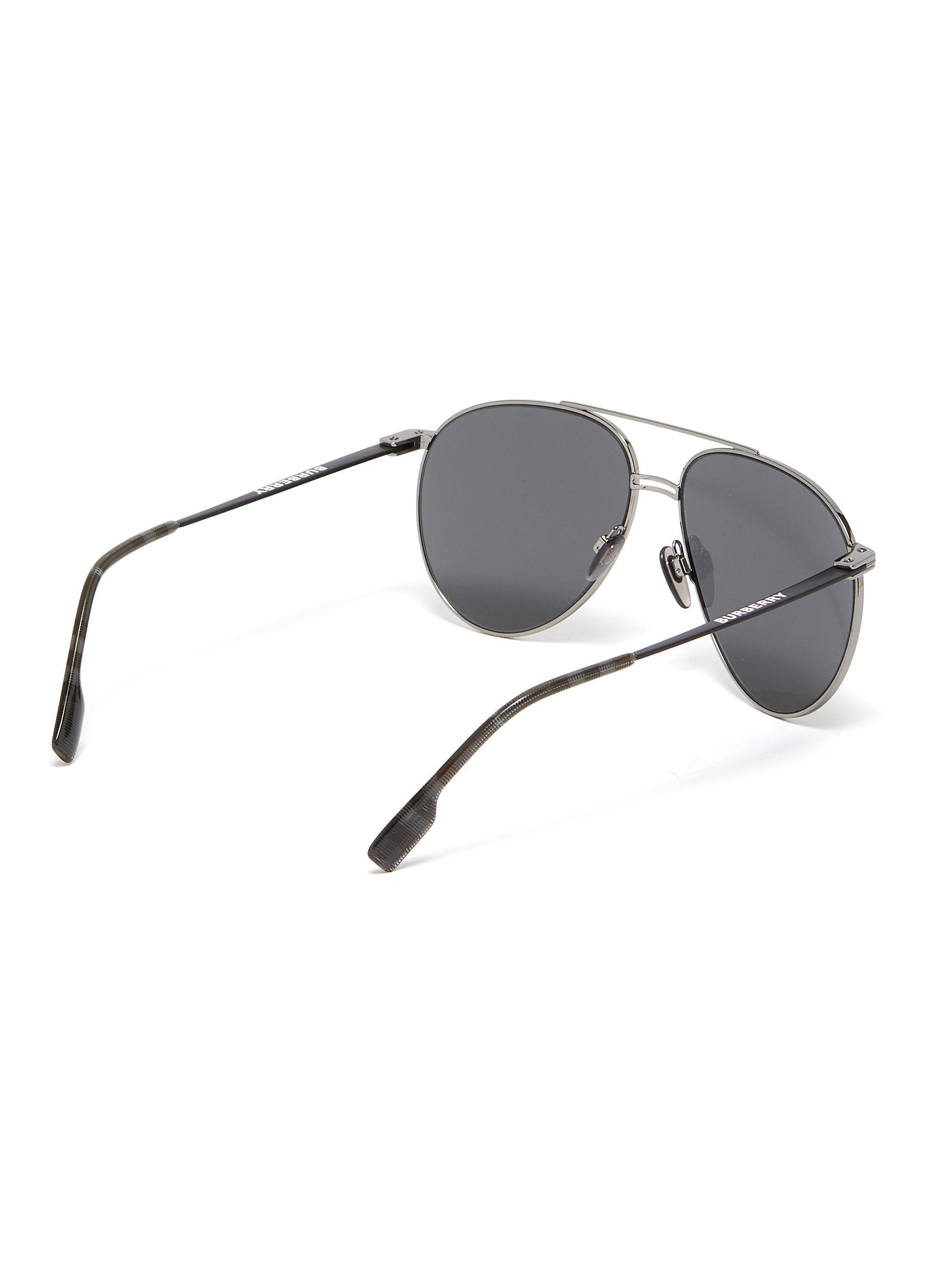 Burberry Double Bridge Metal Frame Aviator Sunglasses in Grey (Gray ...