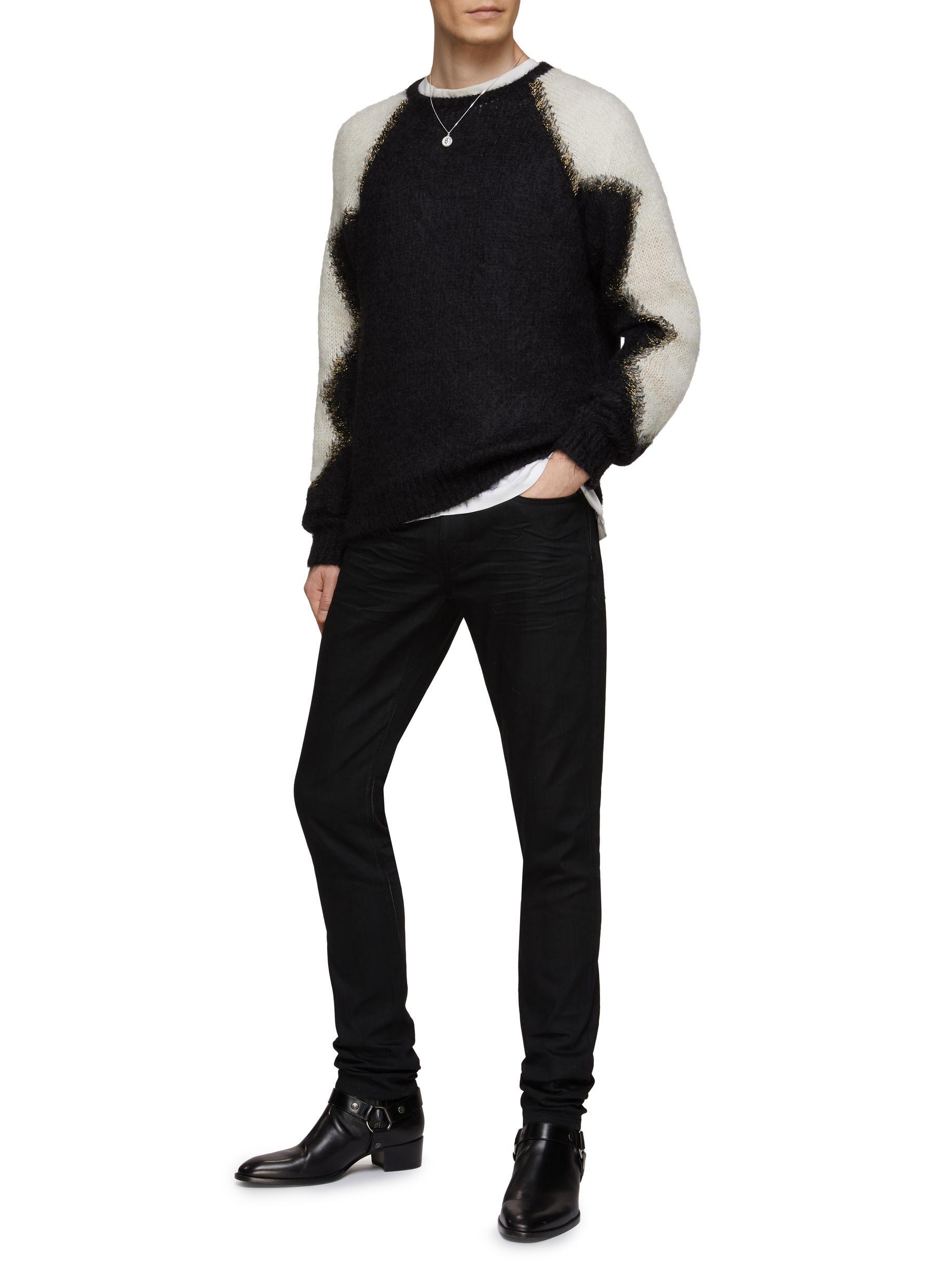 Saint Laurent Oversize Crewneck Long Sleeve Mohair Wool Knitted