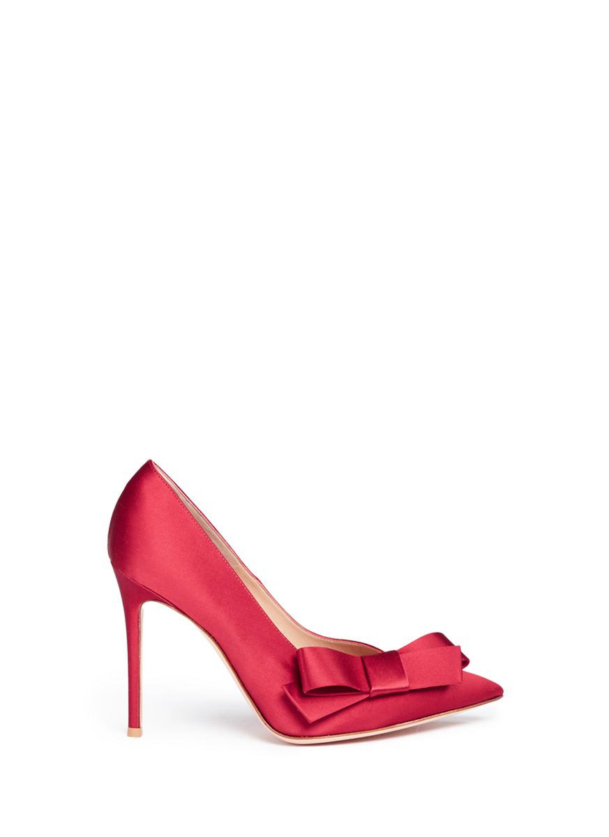 Gianvito Rossi 'kyoto' Bow Satin Pumps in Red | Lyst