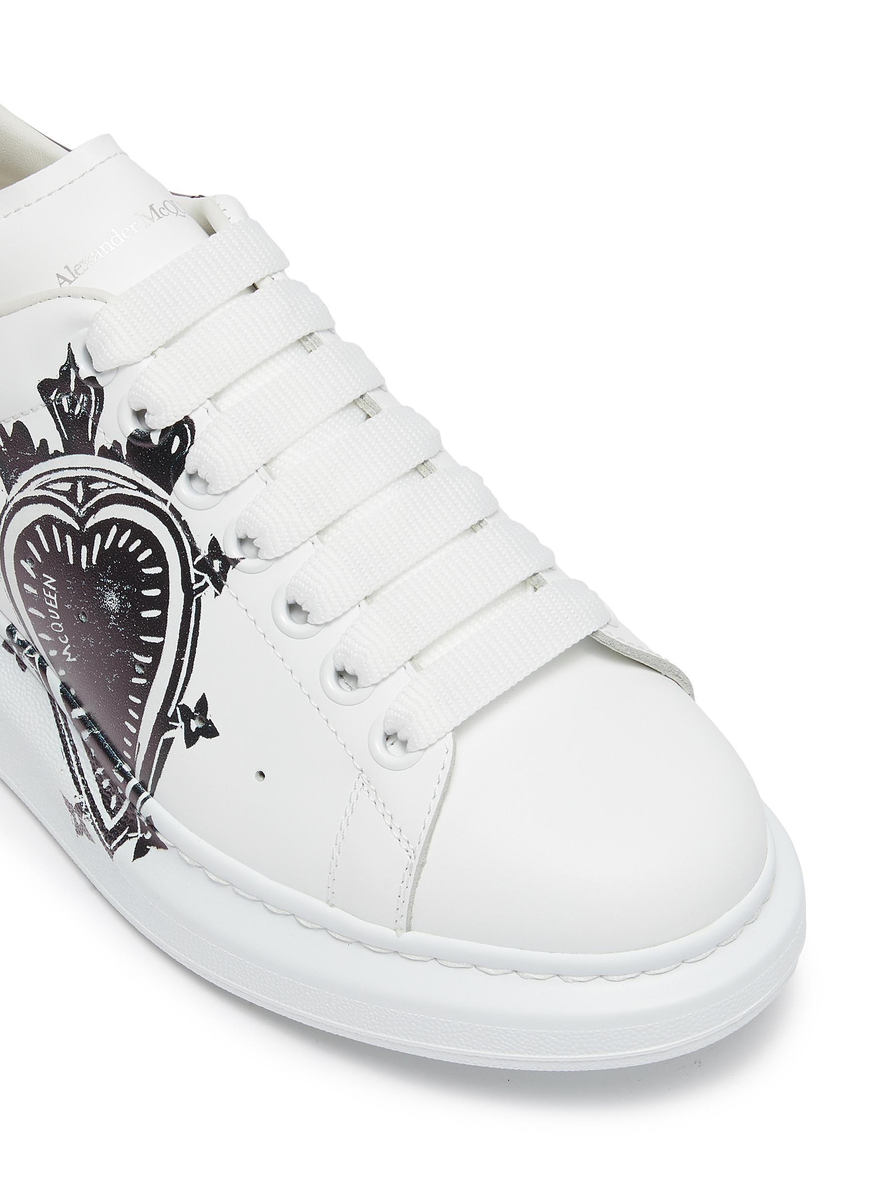 Alexander McQueen Heart Papercut Print Oversized Leather Sneakers Women  Shoes Sneakers Low-top Heart Papercut Print Oversized Leather Sneakers in  White | Lyst