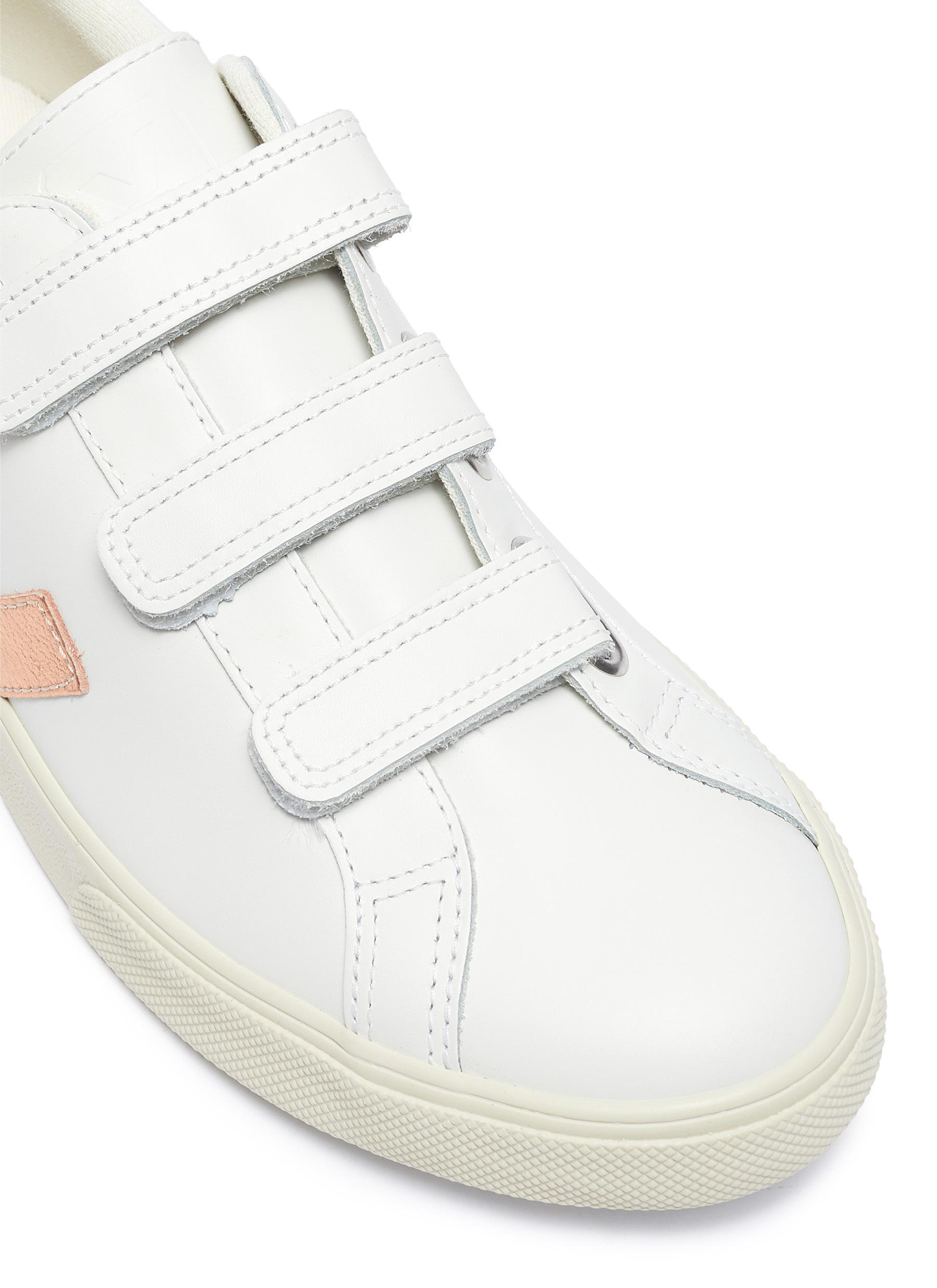 Veja 3-lock' Triple Velcro Strap Leather Sneakers in White