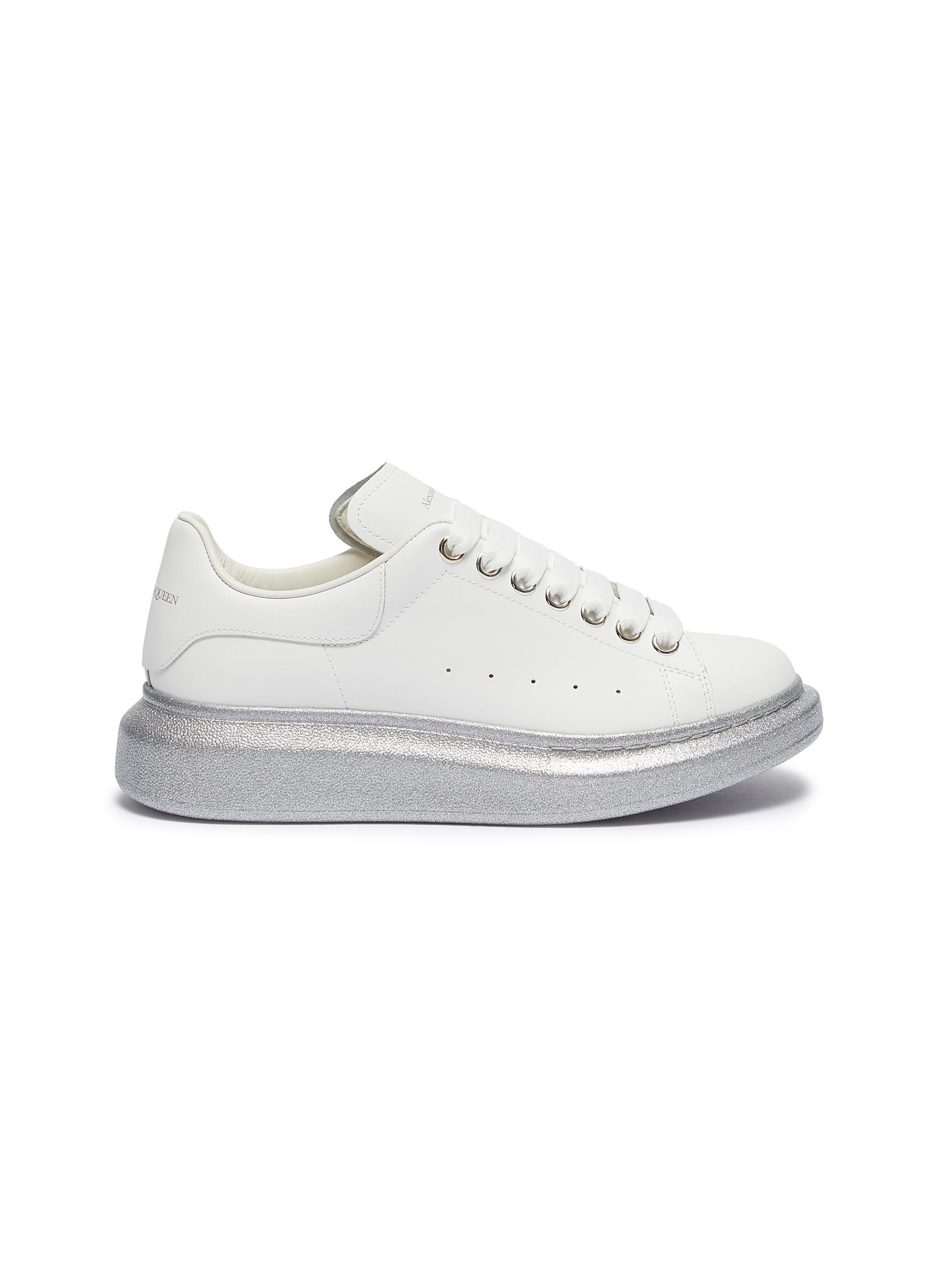 Alexander McQueen 'oversized Sneaker' In Leather With Glitter Outsole
